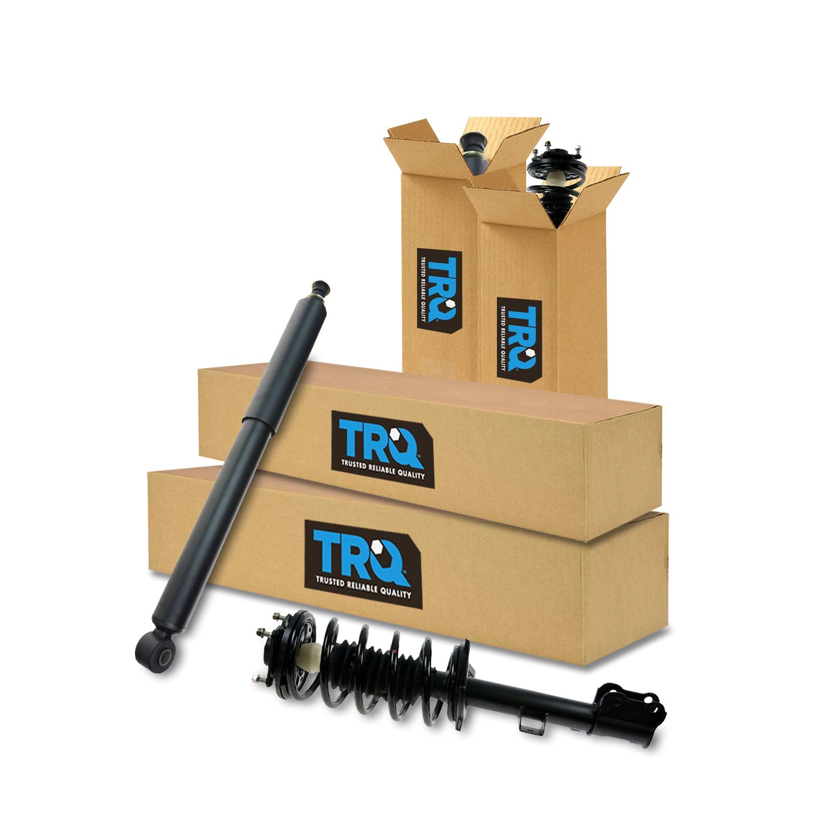 Trq Front And Rear Complete Strut Assembly & Shock Absorber Kit Complete Strut & Coil Spring Assembly Compatible With 2001-2007 