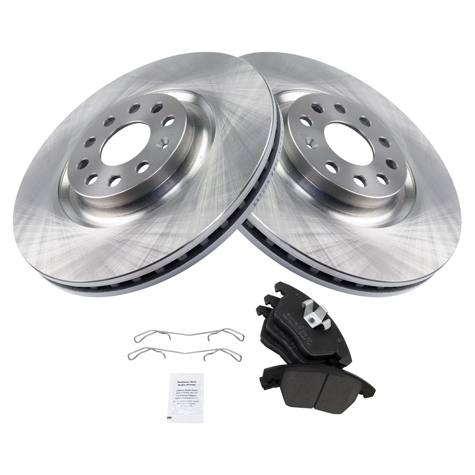 Trq Front Brake Pad & Rotor Kit Brake Pads Brake Rotor Semi-Metallic Compatible With 2013 Volkswagen Cc