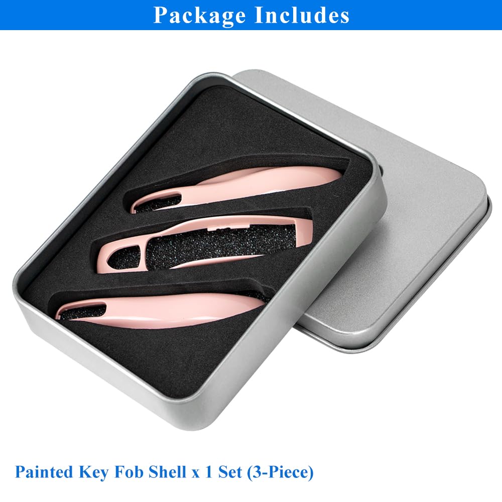Aerobon 3-Piece Painted Key Cover Key Fob Shell Compatible With Porsche Key Shell Replacement (Mk1, Morandi Pink)
