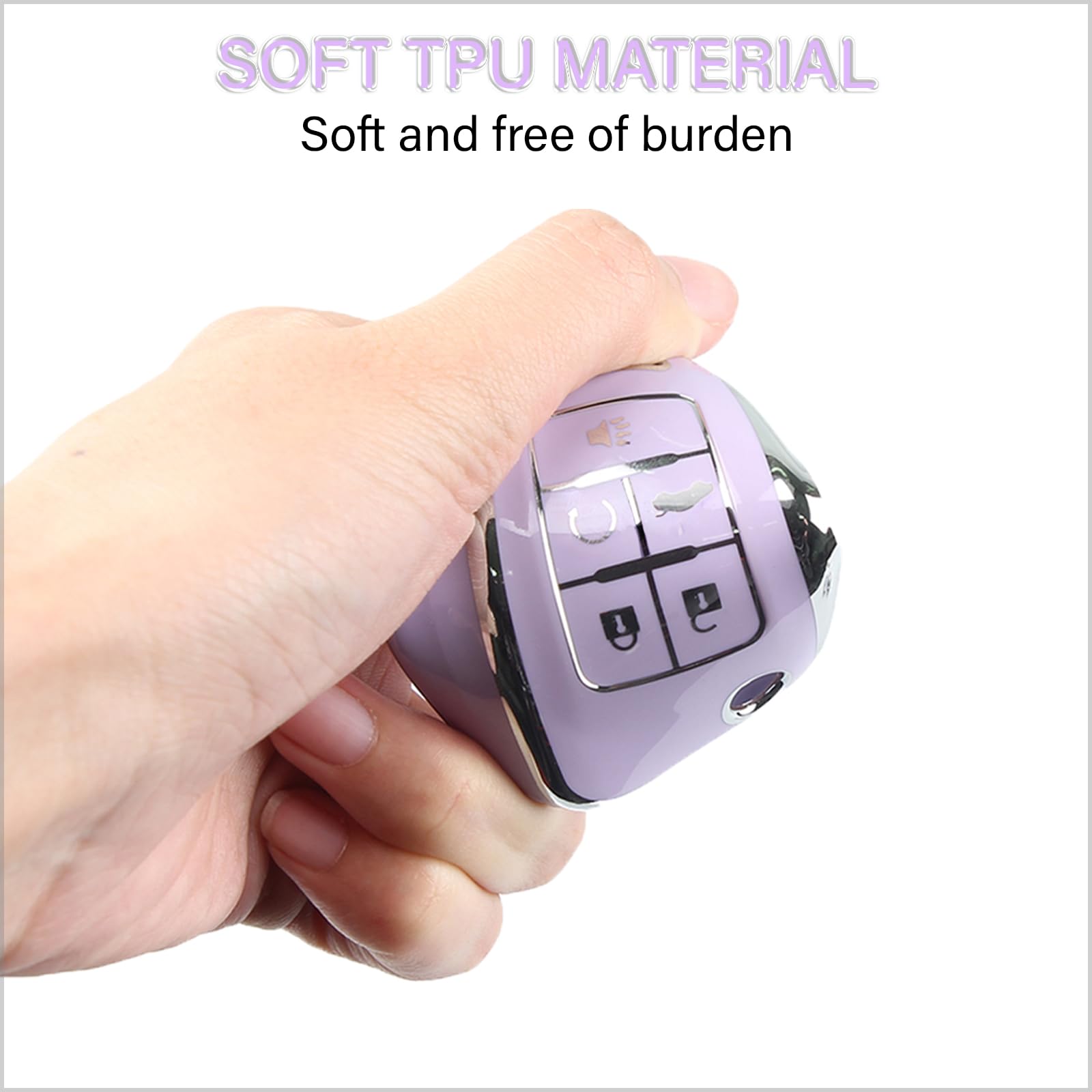 Qbuc For Chevy Key Fob Cover With Keychain Silver Trim Soft Tpu Compatible With 2010-2019 Chevrolet Chevy Equinox Malibu Impala