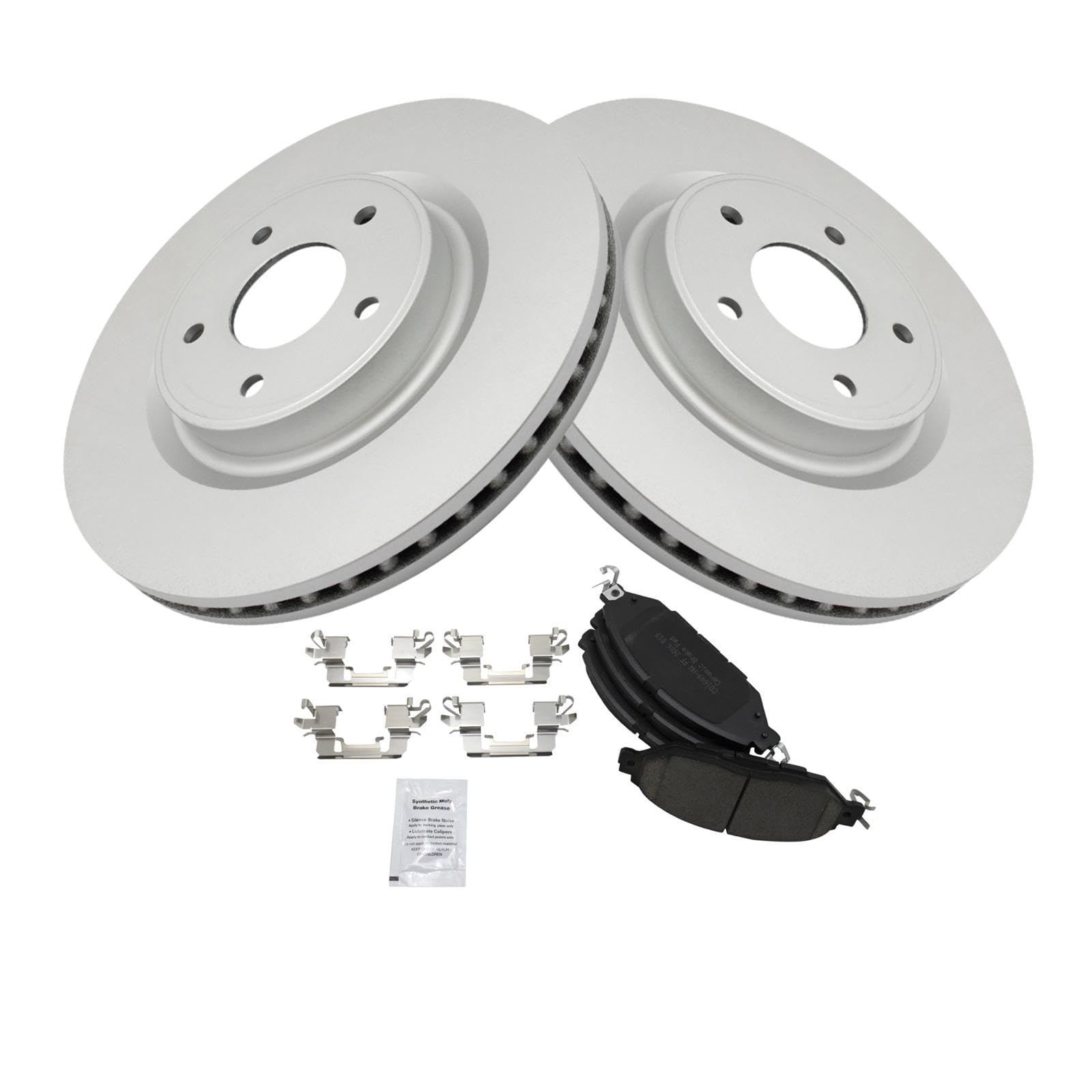 Trq Front Brake Pad & Rotor Kit Brake Pads Brake Rotor Ceramic Vented Premium G-Coated Compatible With 2013 Infiniti Jx35 2014-2