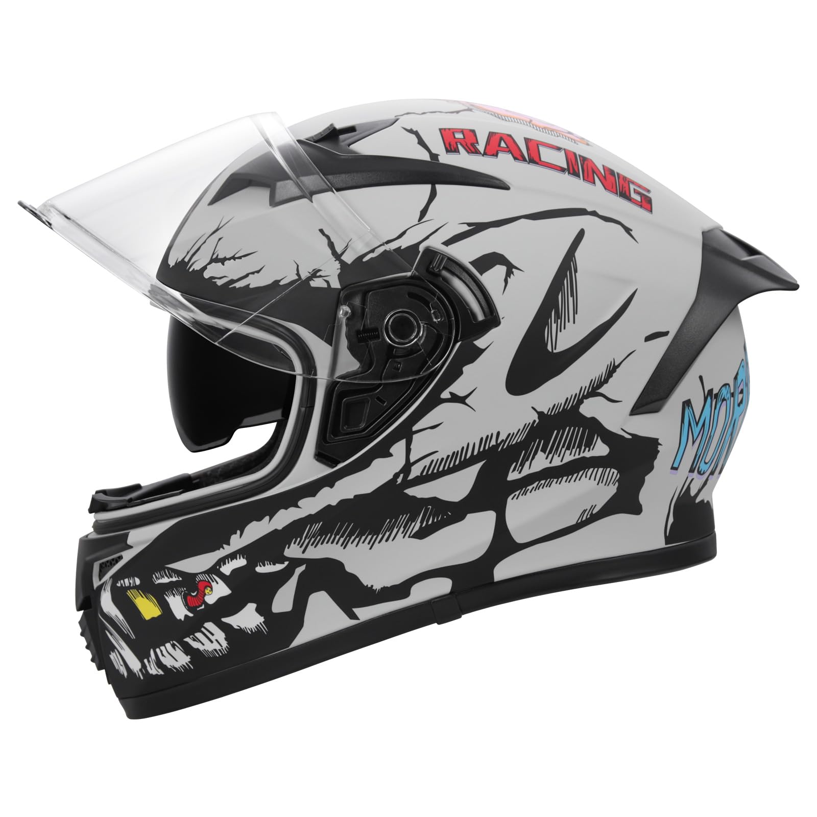 Full Face Motorcycle Helmet DOT Certified - Lightweight ABS Shell, Street Bike Model with Sunshield & Clear Visor, Ventilation S