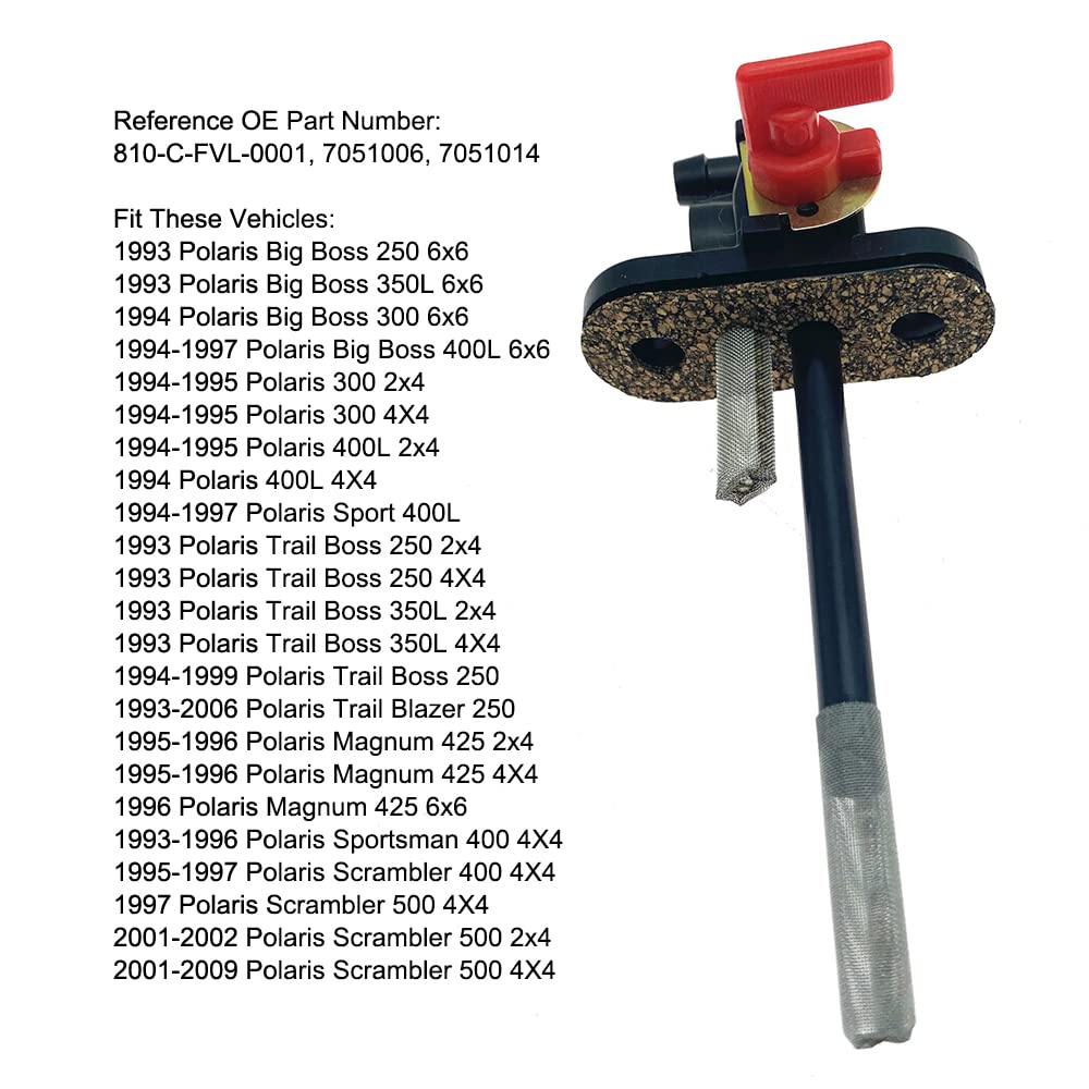 Fuel Shut Off Valve For Polaris Trail Scrambler Sportsman Big Boss 250 300 350 400 425 500 Replace 810-C-Fvl-0001 7051006 7051014