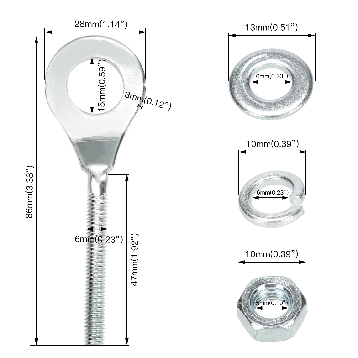 Yoxufa 15Mm Mini Bike Chain Adjuster Tensioner For Predator 212Cc 196Cc 6.5Hp Coleman Ct200U Bt200X Baja Warrior Mb200 Motovox Mbx10 Massimo Monster Moto Mmb80 Crf50 Xr50 50-125Cc Pit Dirt Bike Parts