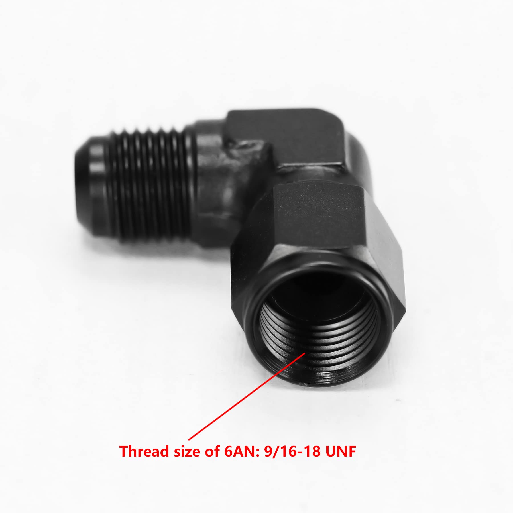 Ucreative 6An Female To An6 Male Flare 90 Degree Swivel Fitting Adapter Aluminium Black 2Pcs
