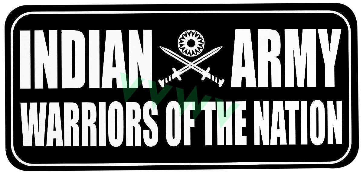 Vvwv Indian Army Warriors Of The Nation Stickers For Bike Car Helmet Laptop Black L X H 10 X 3.60 Cm