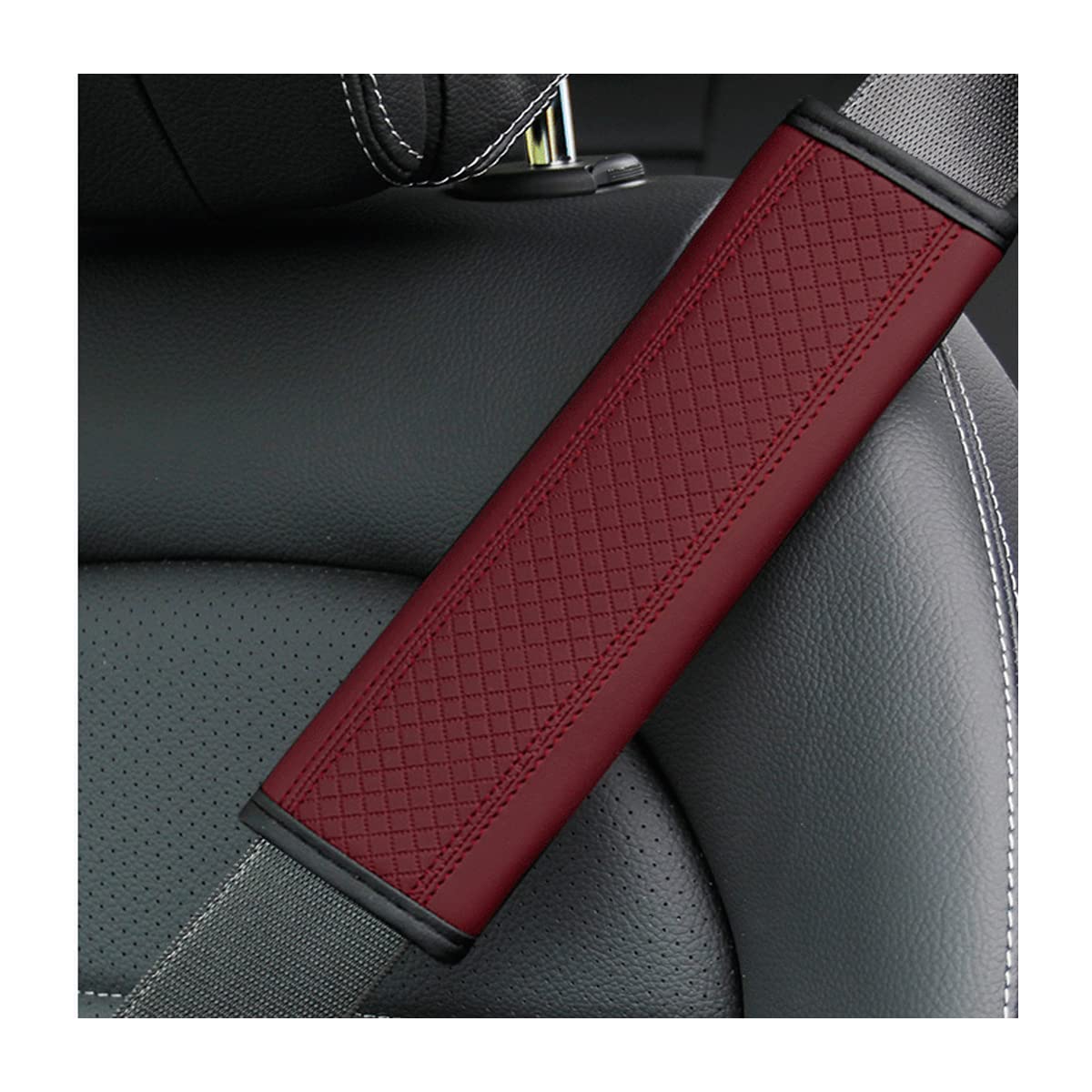 2Pcs Car Seat Belt Cover, Soft Shoulder Strap Covers Harness Pads, Safety Leather Seatbelt Comfort Driving Cushion Protect Your Neck And Shoulder Universal For Car, Truck, Suv (Wine Red)