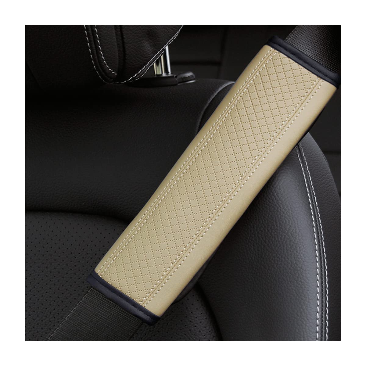 Zipelo 2Pcs Car Seat Belt Cover, Soft Shoulder Strap Covers Harness Pads, Safety Leather Seatbelt Comfort Driving Cushion Protect Your Neck And Shoulder Universal For Car, Truck, Suv (Beige)