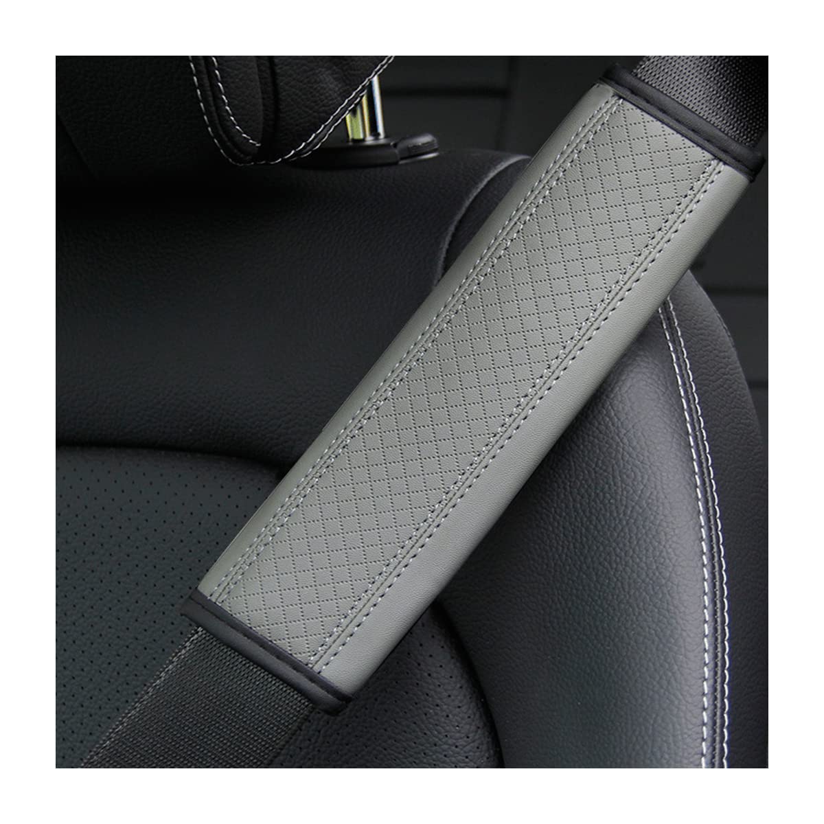 Zipelo 2Pcs Car Seat Belt Cover, Soft Shoulder Strap Covers Harness Pads, Safety Leather Seatbelt Comfort Driving Cushion Protect Your Neck And Shoulder Universal For Car, Truck, Suv (Gray)