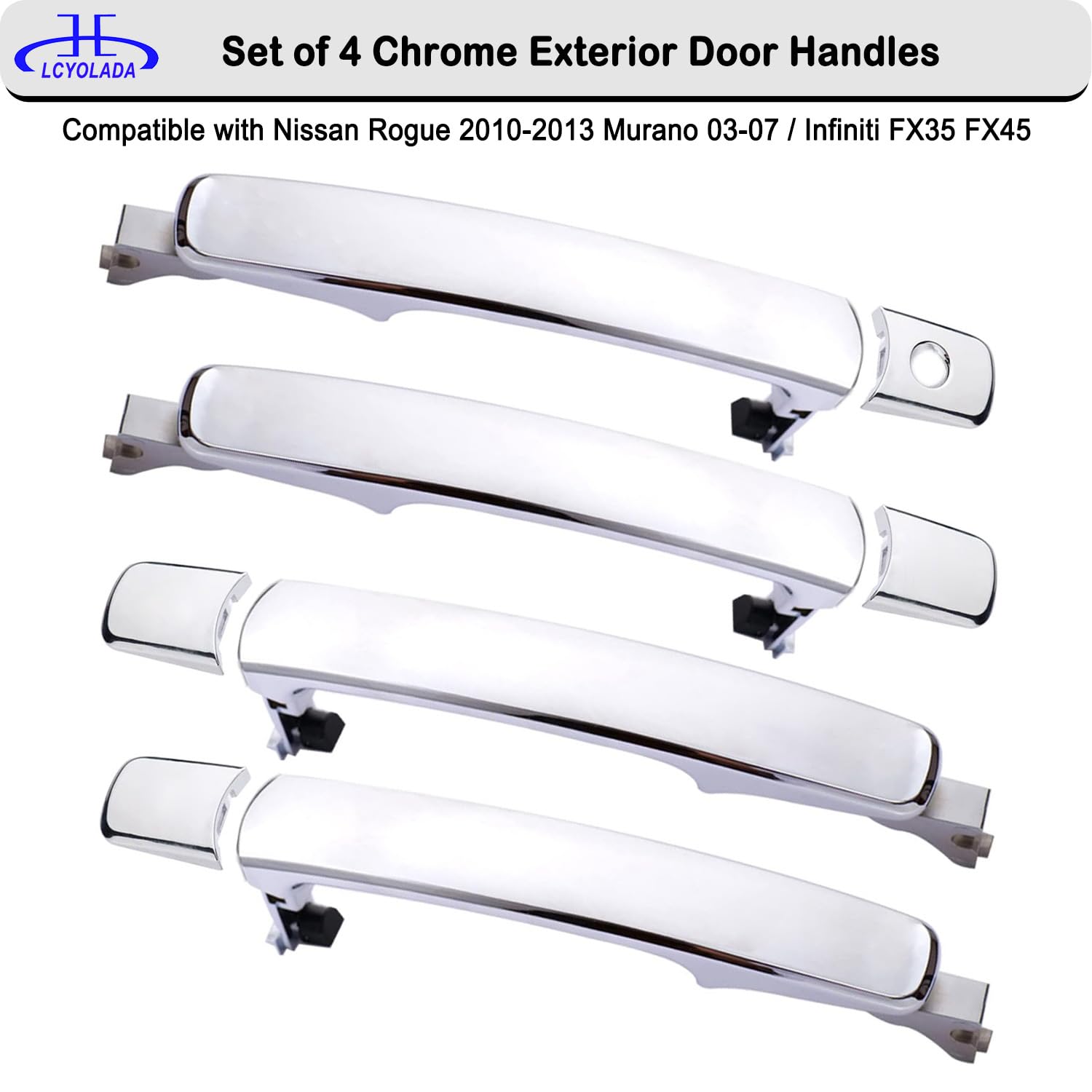 4Pcs Exterior Door Handles Compatible With Nissan Rogue 2010-2013,Nissan Murano 2003-2007,Infiniti Fx35 Fx45 2003-2008 ,Front An