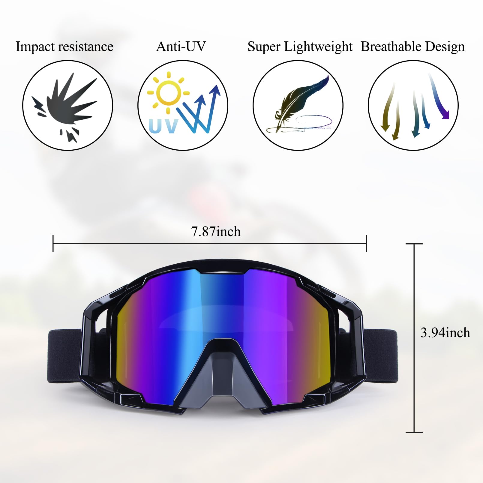 Xyop Motocross Goggles Dirt Bike Atv Glasses Anti-Fog, Uv400 Protection, And Wide Lens For Off-Road Riding - Durable, Comfortabl