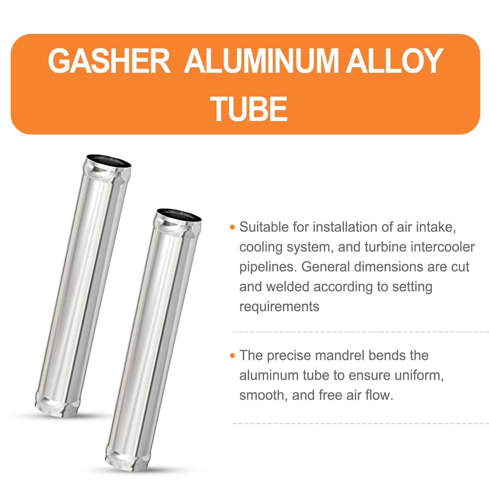 Gasher 1Pcs 12''(300Mm) Aluminum Alloy Tube 4''Od Intercooler Pipe With Bead Roll For Intake And Cooling Systems