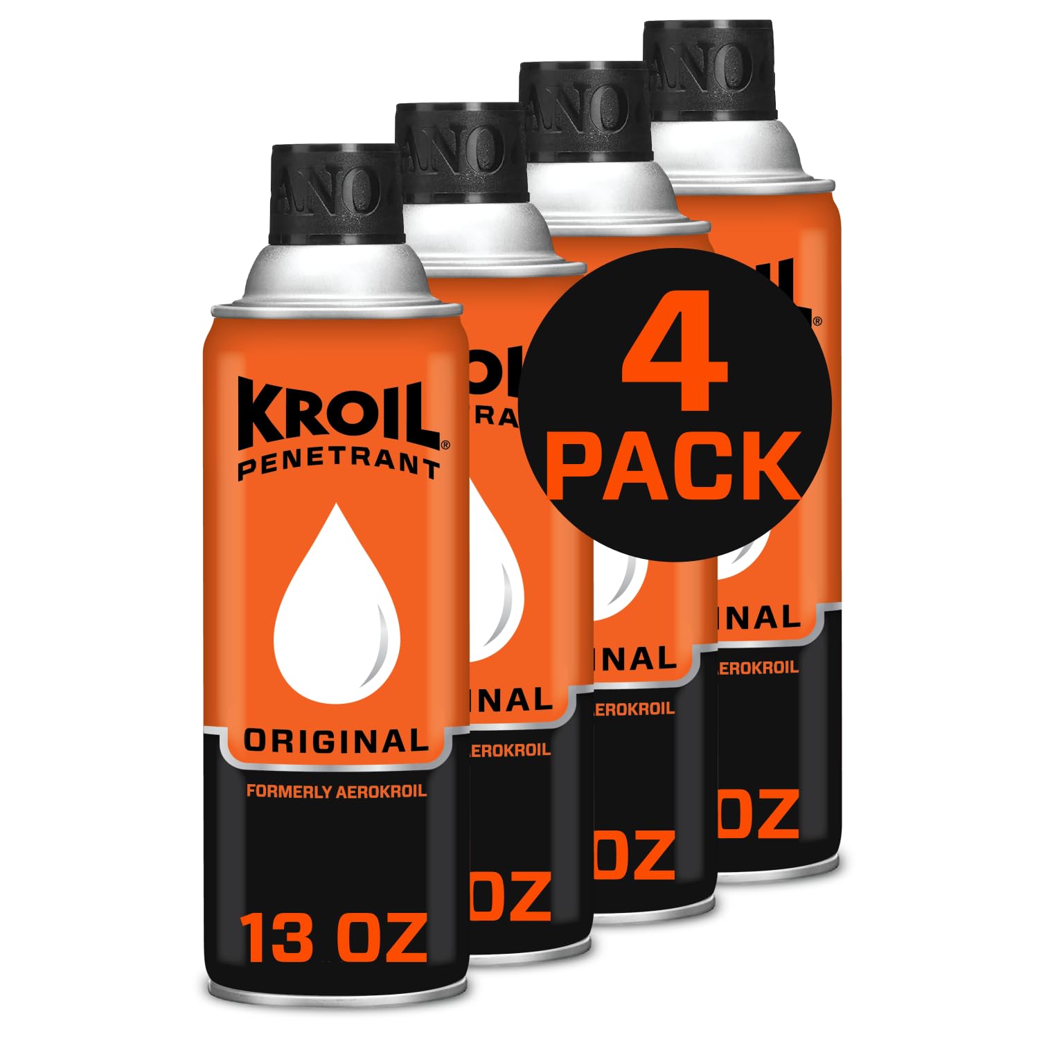 Kroil Original Penetrating Oil (Aerosol Spray-13oz Can-Case of 4) | Penetrant for Rusted Bolts, Metal, Hinges, Chains, Moving Pa