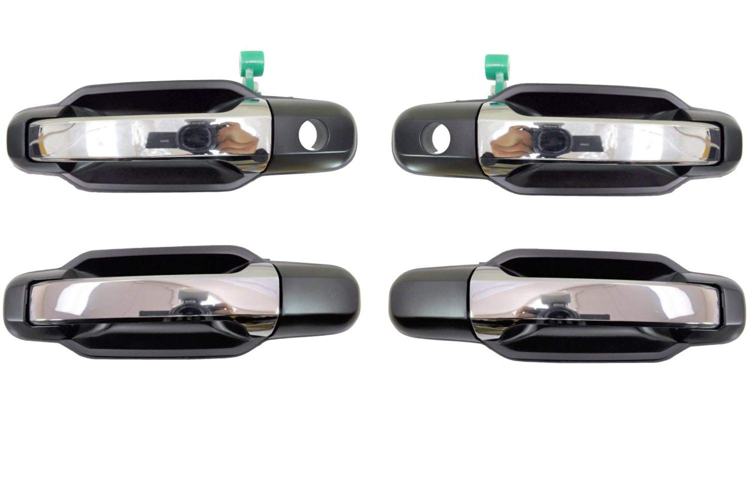 PT Auto Warehouse KI-3550MP-QP - Exterior Outer Outside Door Handle, Chrome Lever with Black Housing - Front/Rear Left/Right, Se