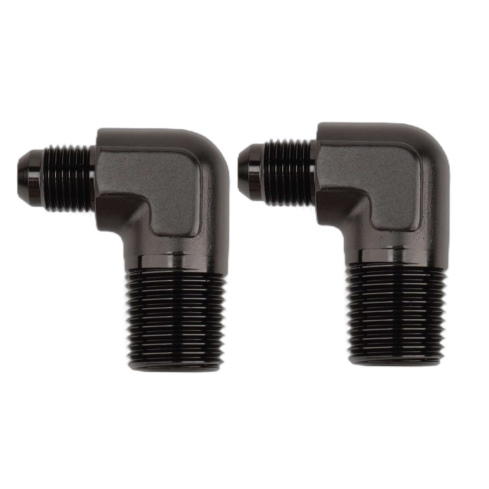 Ac Performance 90 Degree Elbow -6 An Male To 1/2'' Npt Male Fitting Adapter Connector Aluminum Black, Pack Of 2
