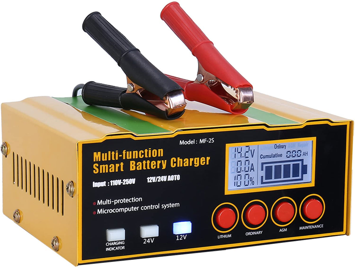 12-Amp Smart Battery Charger,Lithium,Lead-Acid(AGM/Gel/SLA) Pulse Repair Car Battery Charger,Trickle Charger,Maintainer/Deep Cyc