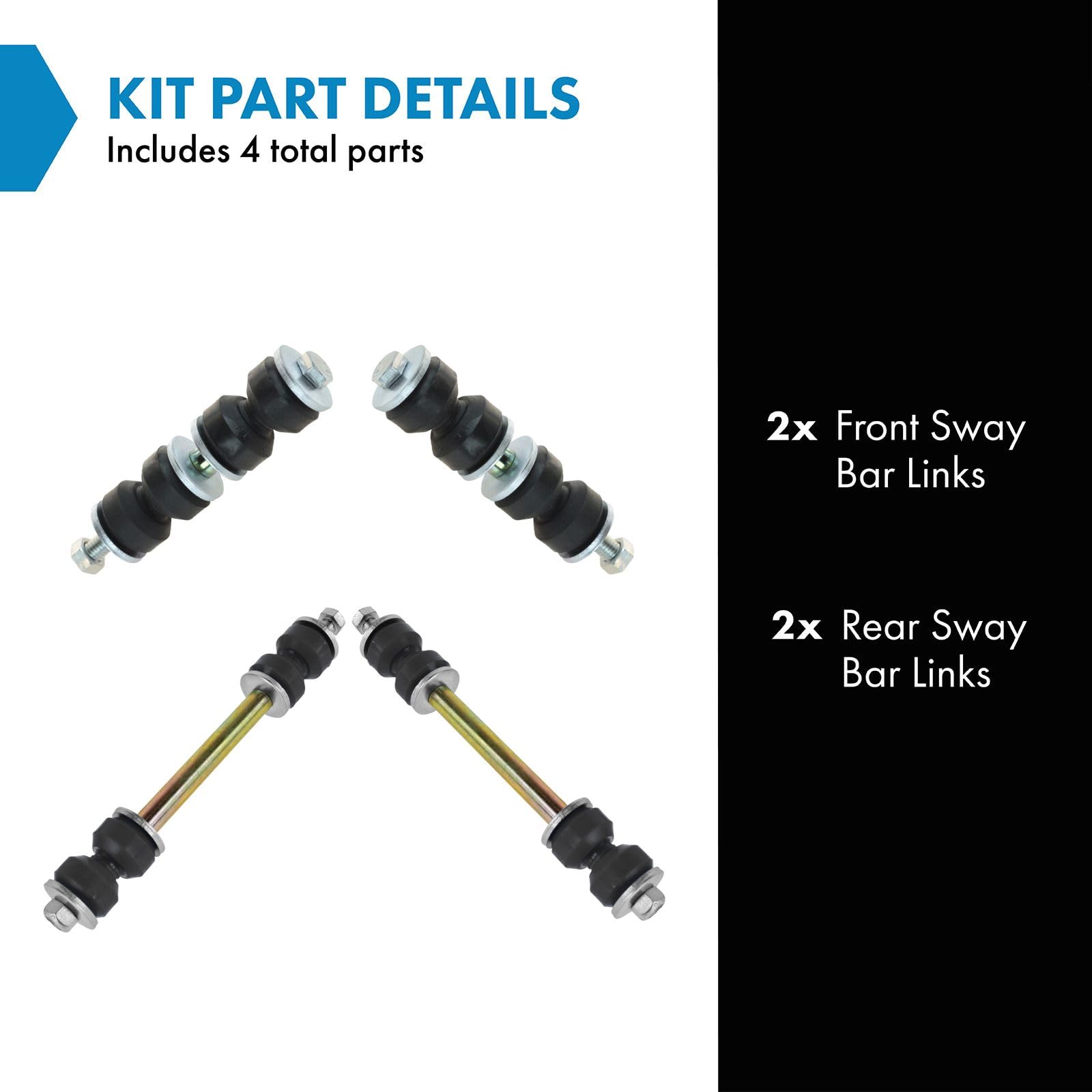 Trq Front & Rear Sway Bar Stabilizer Link Set Compatible With 2000-2005 Dodge Neon 2000-2001 Plymouth