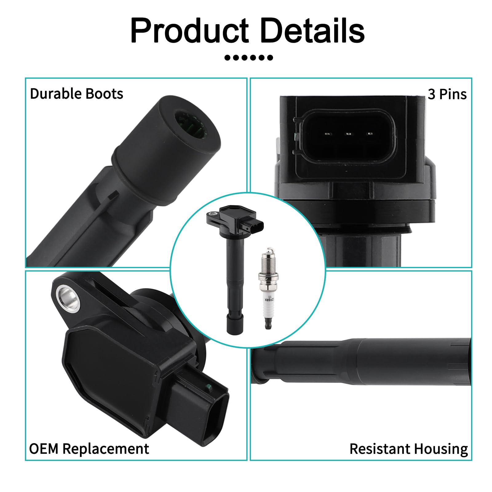 Aulink Set Of 4 Uf417 Ignition Coil Pack & Sp1018 Spark Plugs For Acura Tsx 2.4L 2004 2005 2006 2007 2008, Rdx 2.3L 2007 2008 20