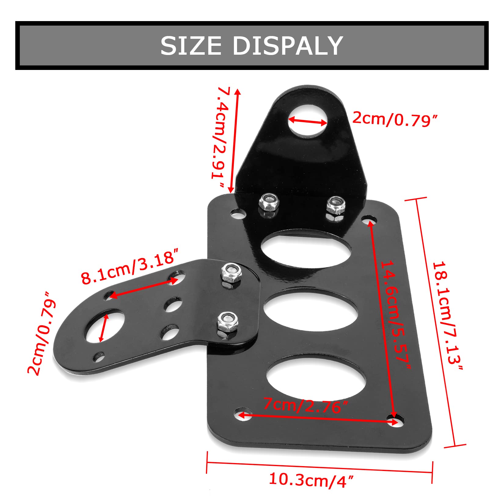 Psler 3/4' Side Mount Motorcycle License Plate Bracket For Bobber Chopper Custom Bike Sportster Bobber Custom(Black)