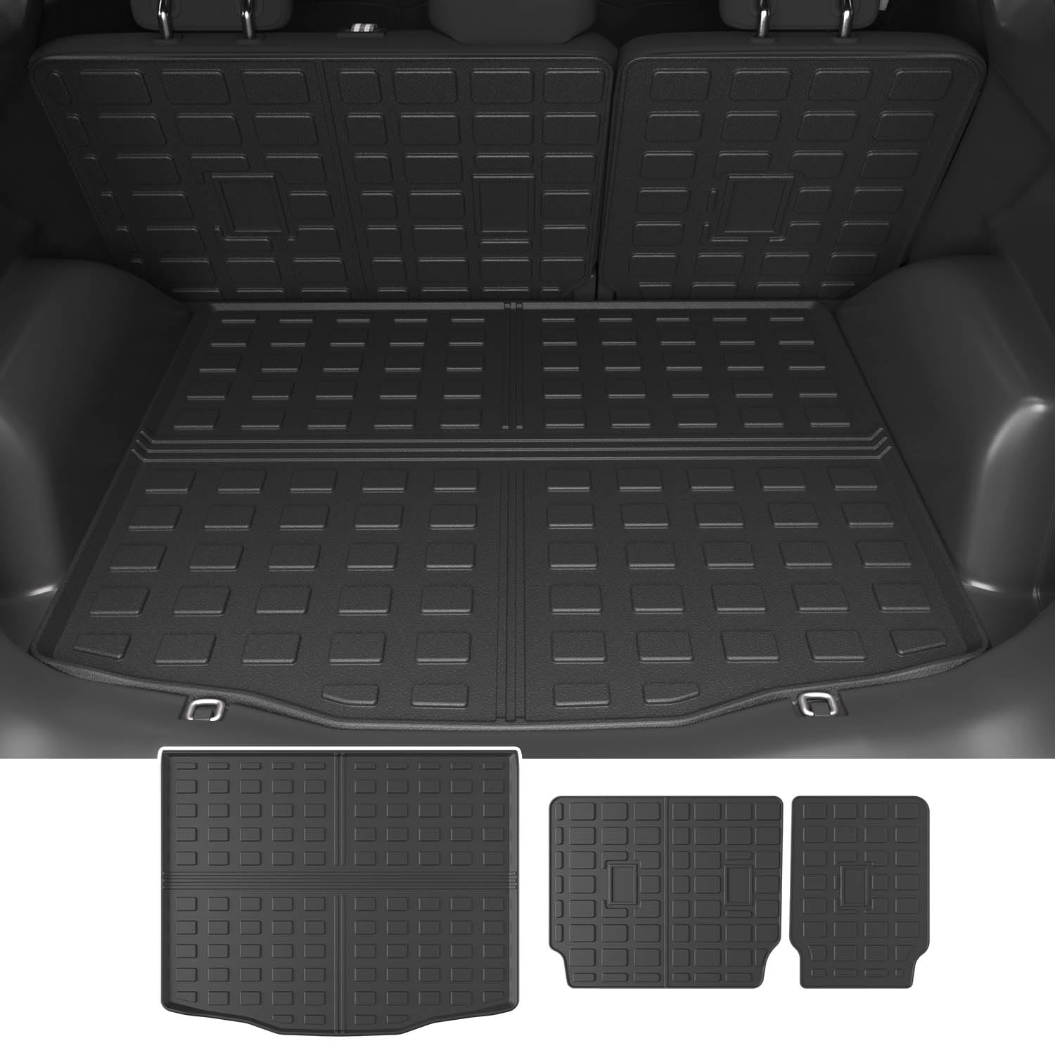 Powoq Cargo Liner Compatible With 2020-2025 Ford Escape Trunk Mat All Season Protection Tpe Cargo Mat Replacement For 2020 2021 2022 2023 2024 2025 Ford Escape Accessories (Trunk Mat+Backrest Mat)