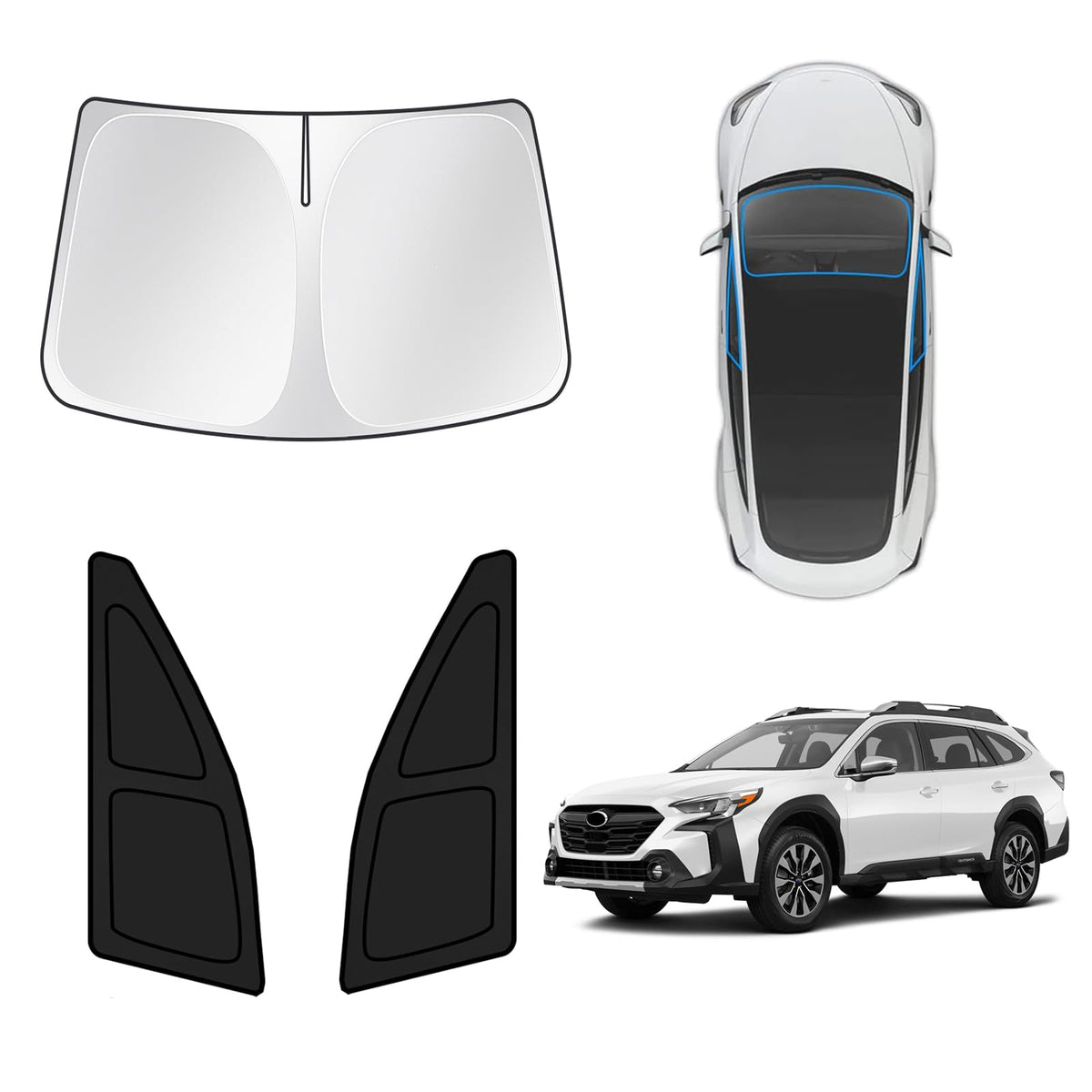 T Tgbros Window Sunshade For Subaru Outback 2020-2025 Windshield Side Rear Window Full Set Car Sun Shades Custom Fit Foldable Bl