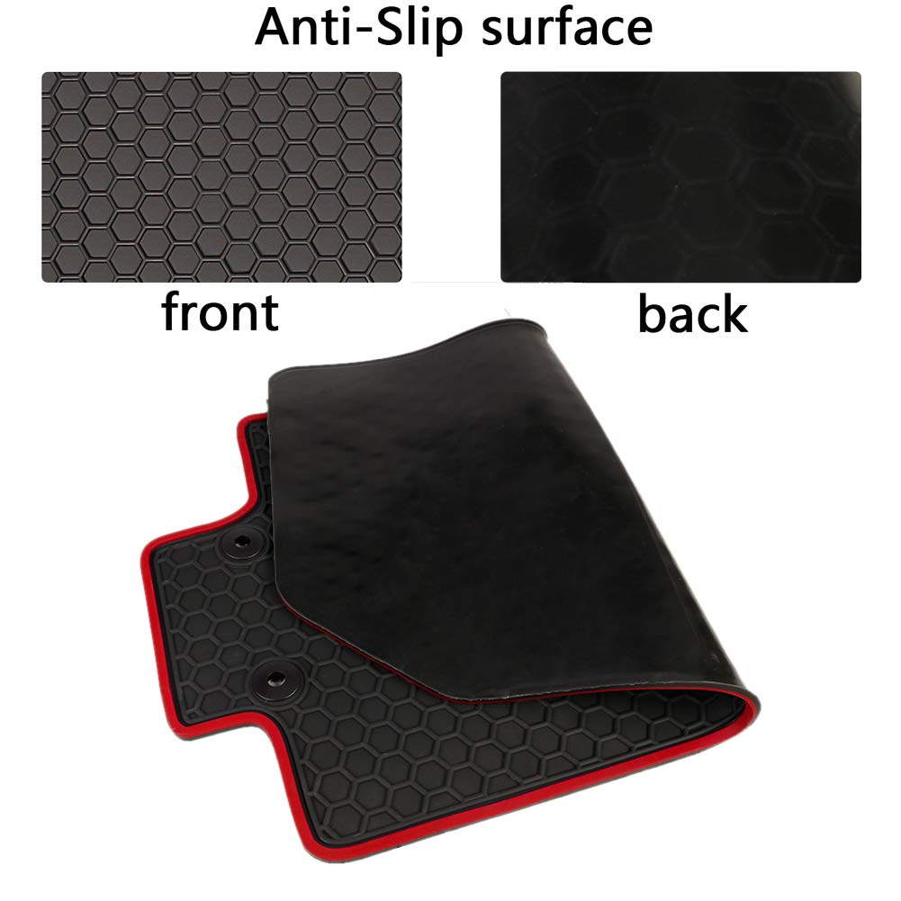 San Auto Car Floor Mats Custom Fit For Toyota Rav4 (No Hybrid) 2019 2020 2021 2022 2023 2024 2025 Black Red Rubber Auto Liners S