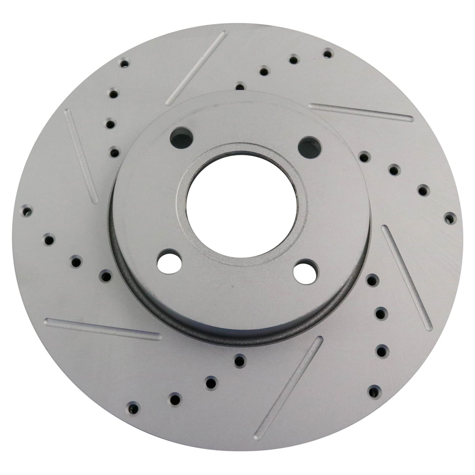 Trq Front Performance Brake Rotors Set Premium G-Coated Cross Drilled & Slotted Compatible With 2005-2007 Ford Focus