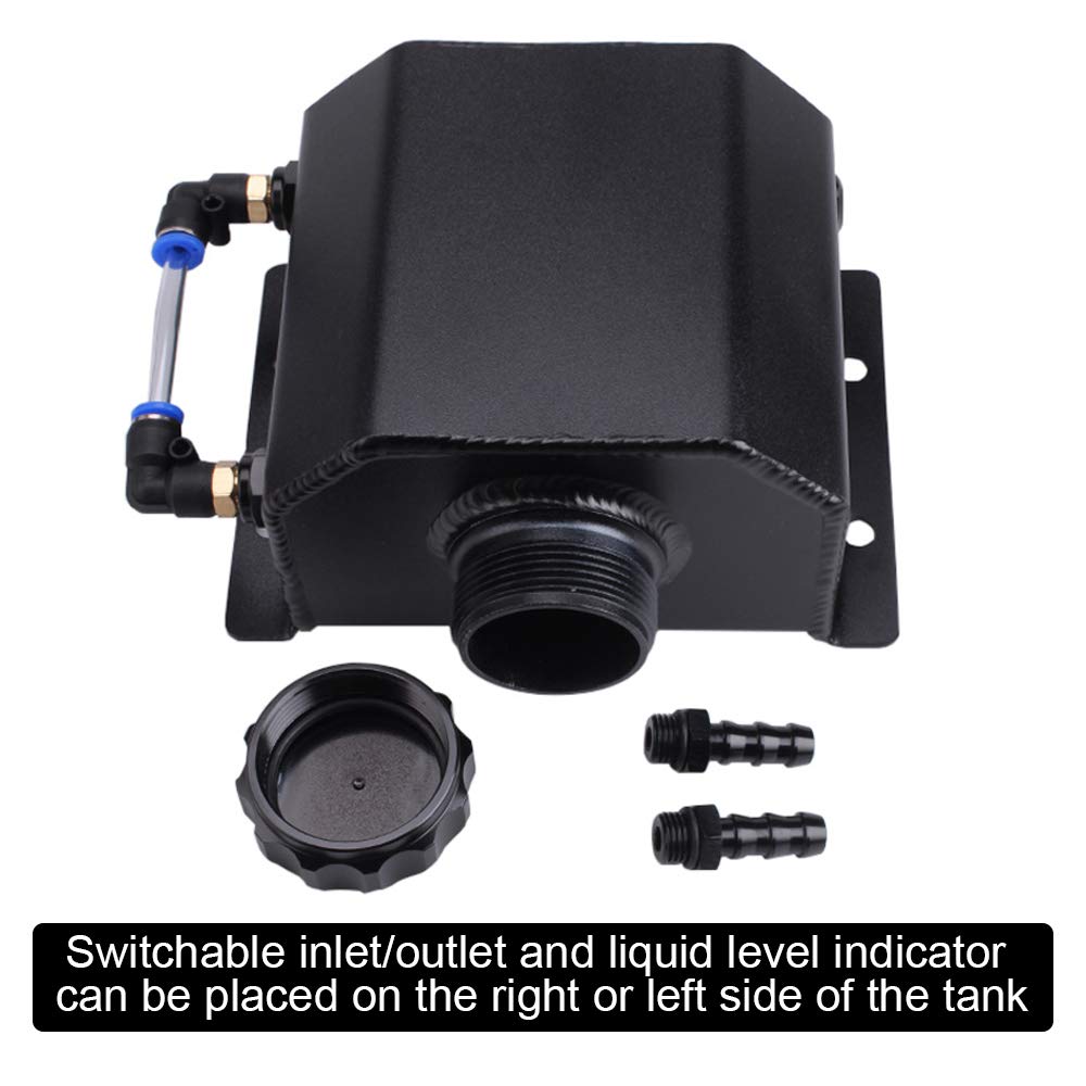 Rastp Universal 1L Coolant Overflow Tank, Aluminum Coolant Radiator Tank,Reservoir Expansion,Black