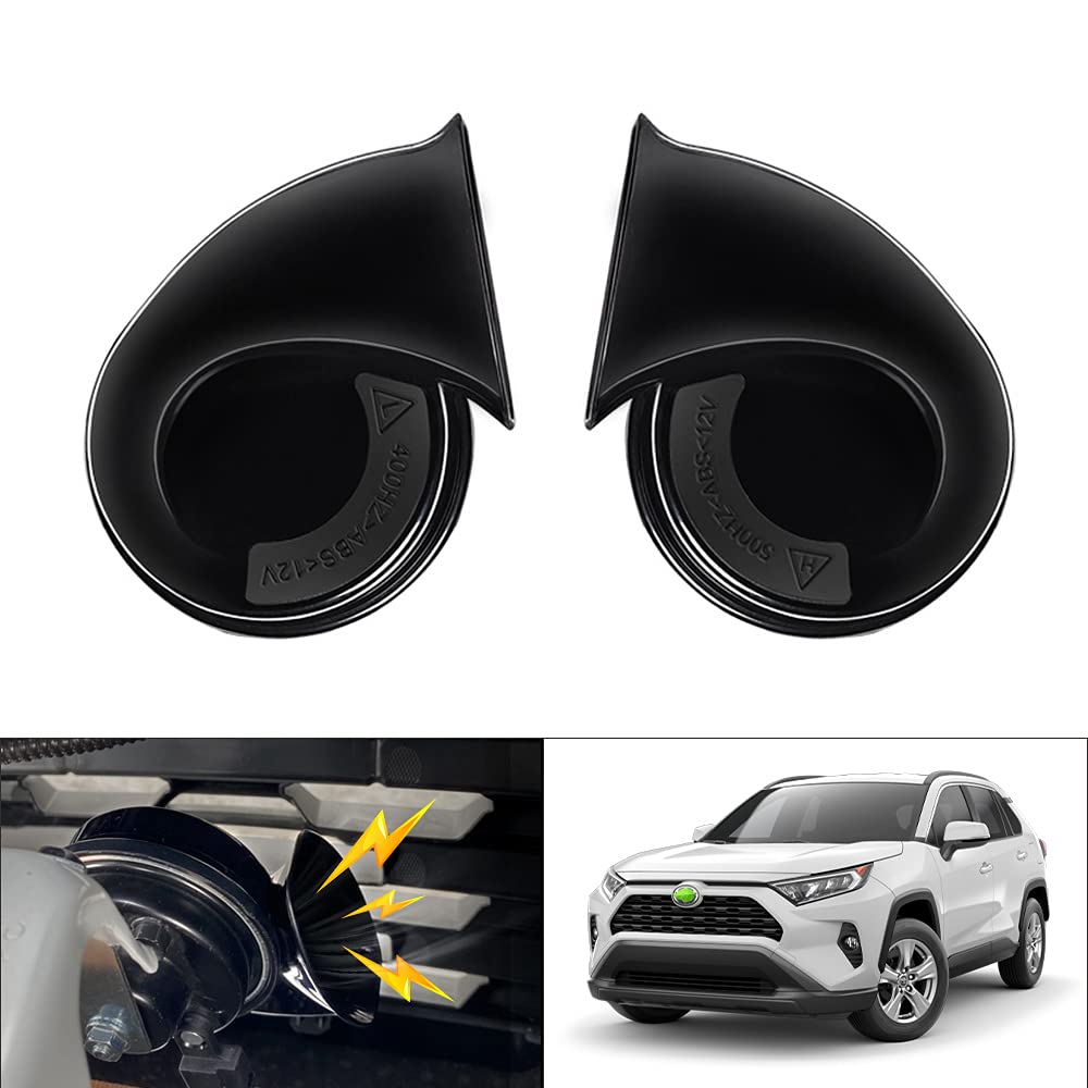 Autorder Car Horn Kit For Toyota Rav4 2025 2024 2023 2022 2021 2020 2019 Accessories 12V Snail Horn Waterproof High Low Tone Car Trumpet Replacement (Black)