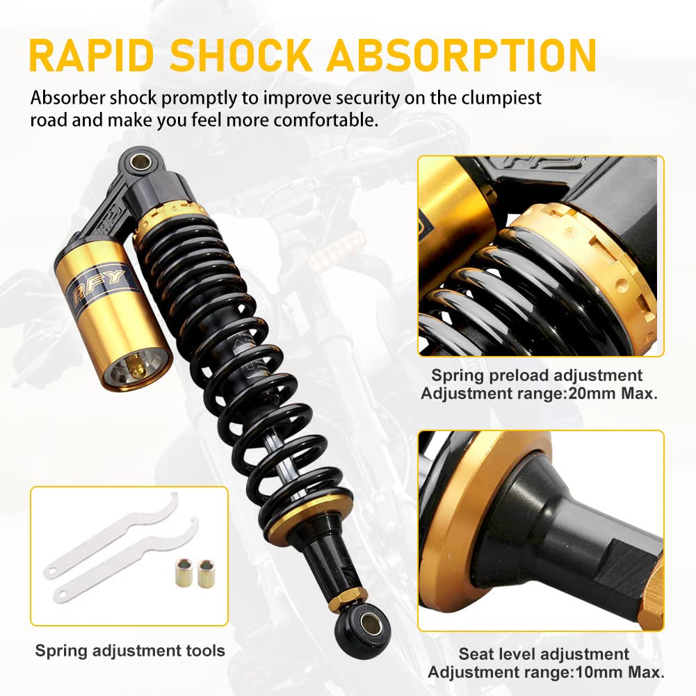 Newsmarts Pair Adjustable 13.5 Inch 340mm ATV Motorcycle Air Shock Absorbers Nitrogen Suspension Universal Fit for ATV UTV Go Ka