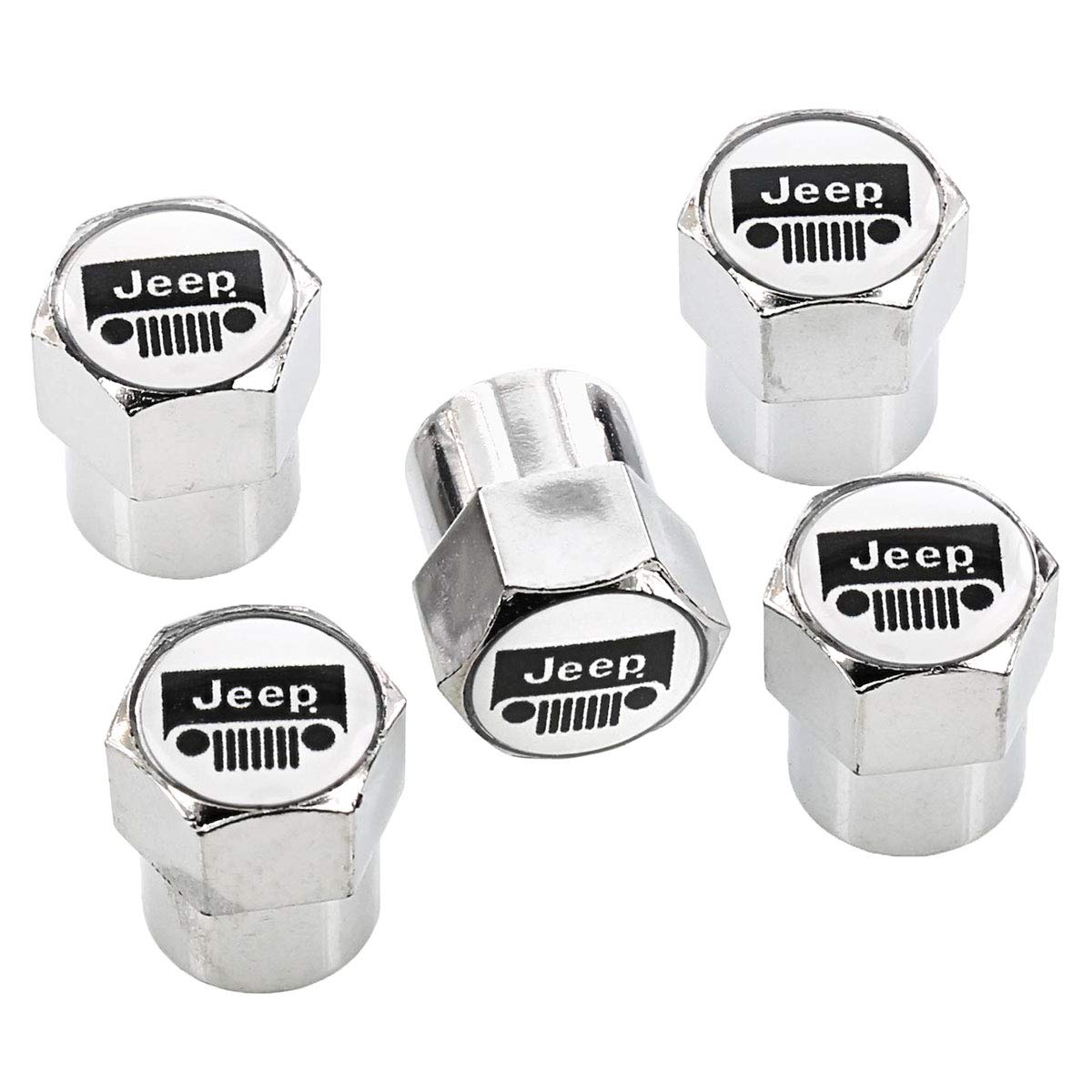 Jeep Logo Black Finish Valve Cap Covers  (Chrome A)