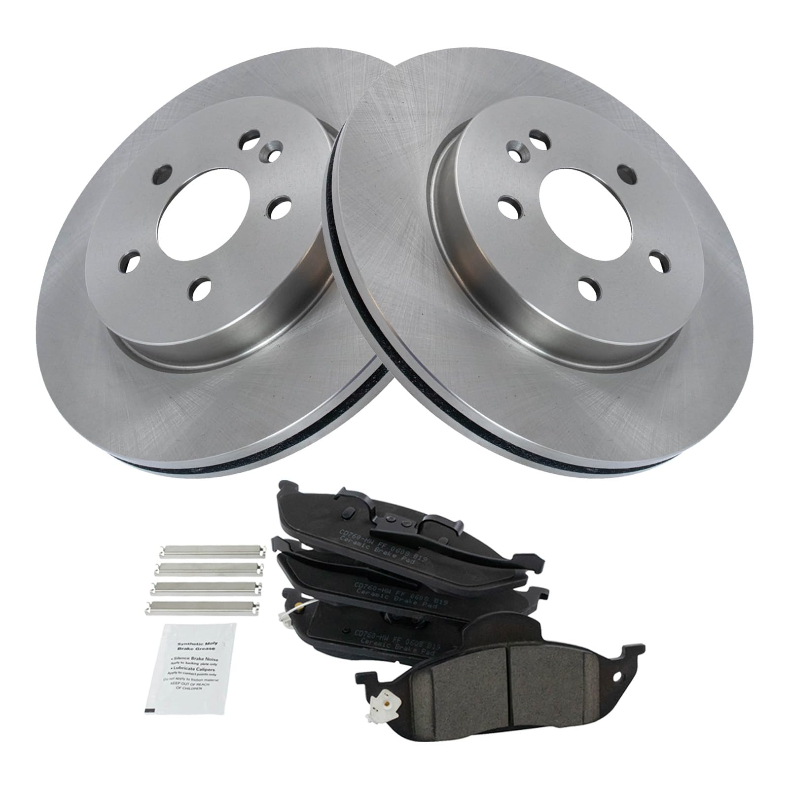 Trq Front Brake Pad & Rotor Kit Brake Pads Brake Rotor Ceramic Compatible With 1998-2003 Mercedes-Benz Ml320 2003-2005 Ml350 199