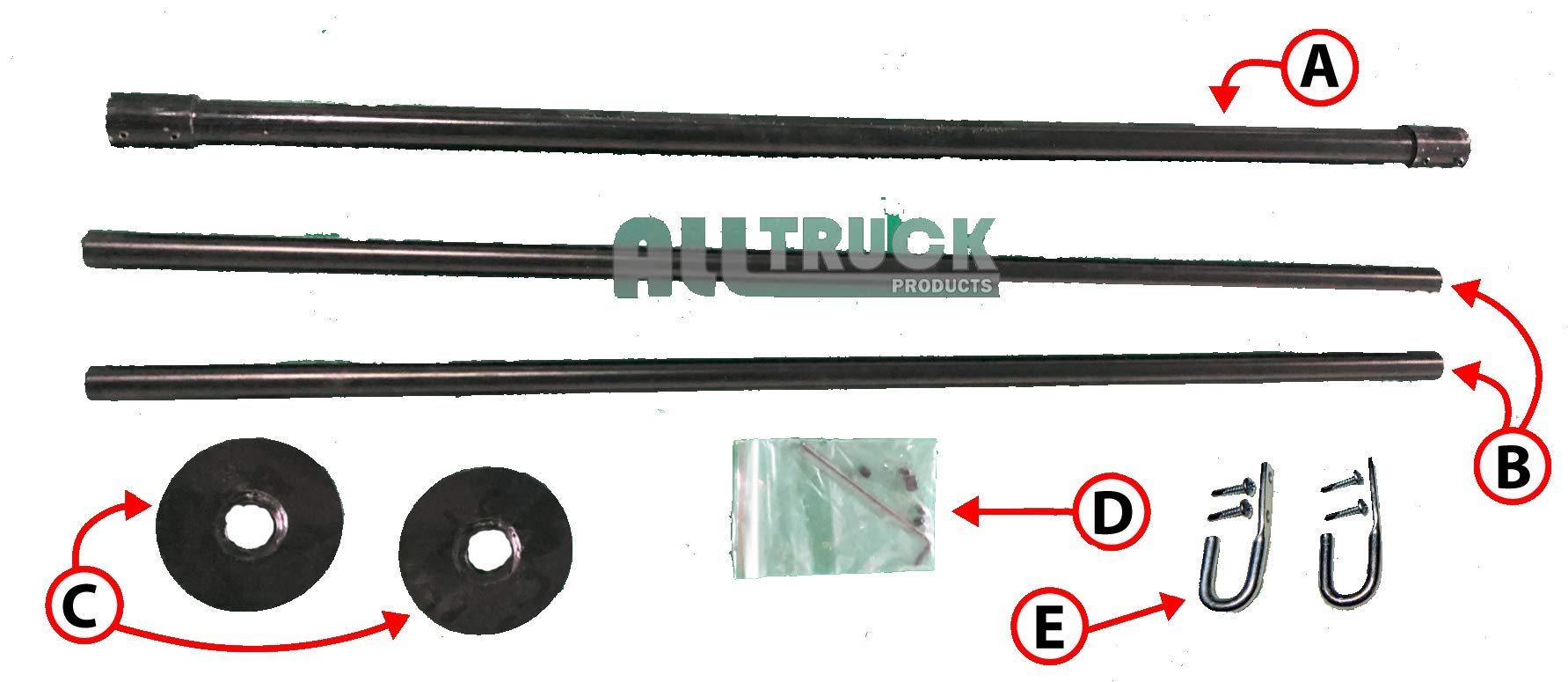 All Truck Products Tarp Retention Bow Cross Pull Bar With Lock Down J-Hooks Atp1010