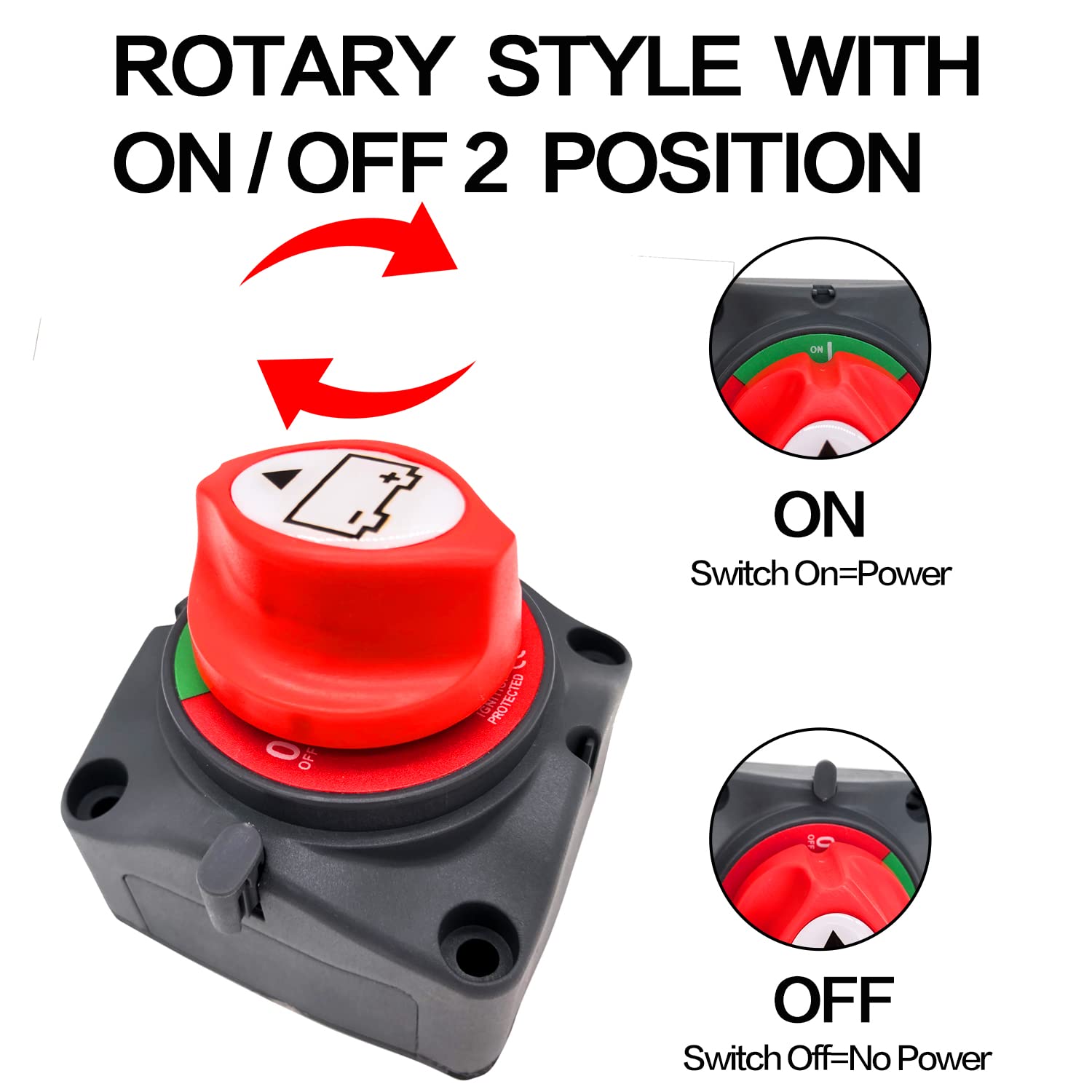 Gogonfly Battery Disconnect Switch 12-48V 275A Battery Power Master Switch Disconnect Isolator Cut Shut Off Switch For Marine Bo