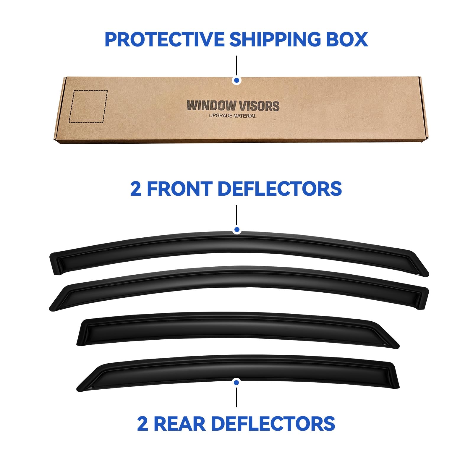 Window Visors Rain Guards for 2013 2014 2015 2016 2017 2018 2019 2020 Ford Fusion, Out-Channel Window Vent Wind Deflectors Visor