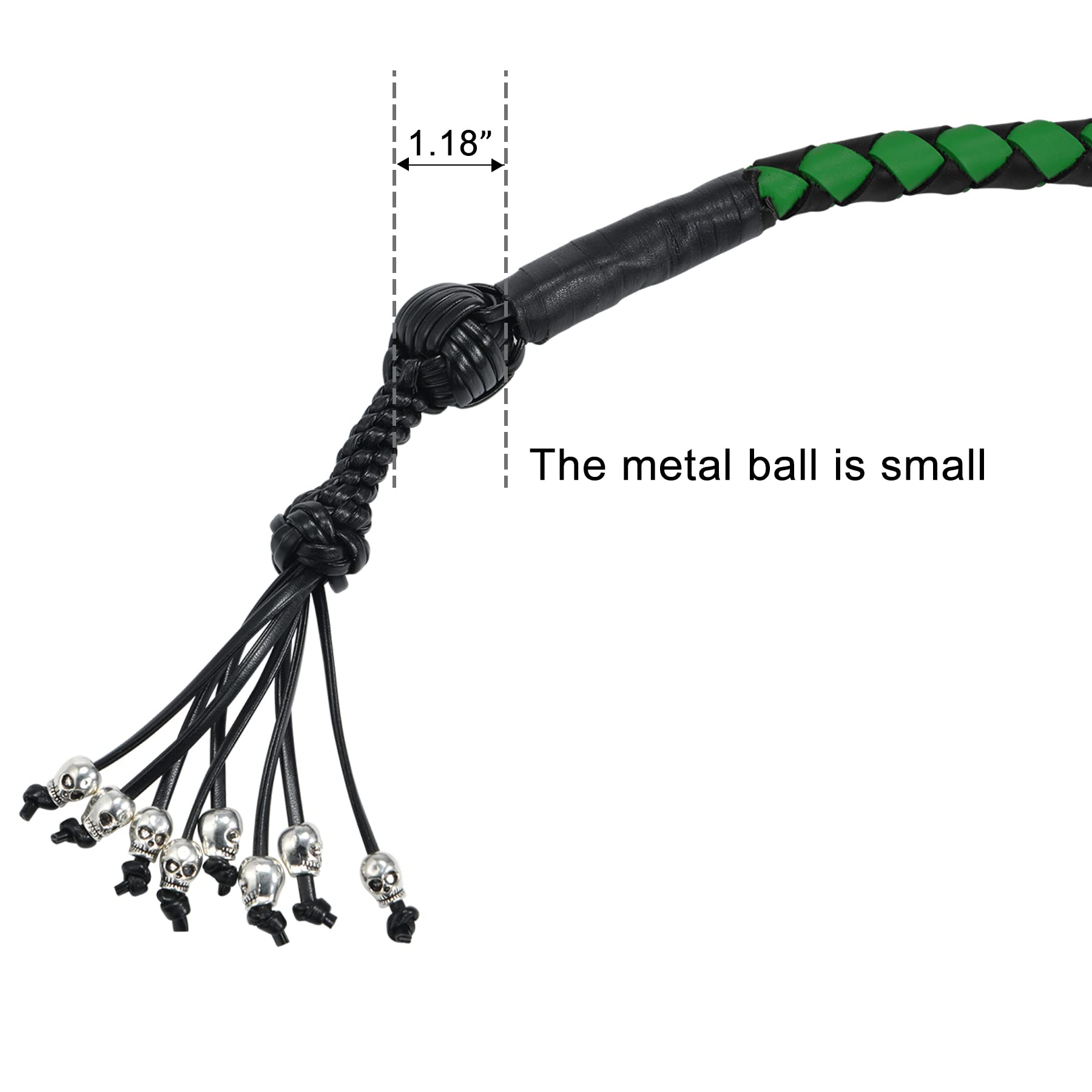 Dream Apparel 42'' Motorcycle Get Back Whip Genuine Leather Biker Whip for Handlebar, Motorcycle Whip with Fringes and Skulls, B