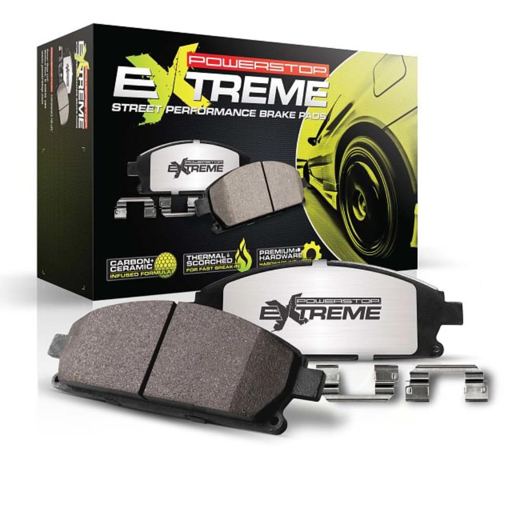 Power Stop Z26-1053B Z26 Street Warrior Rear Carbon Fiber Ceramic Brake Pads With Hardware For Dodge Durango 2018-2022, Jeep Grand Cherokee 2018-2021 [Model Specific]