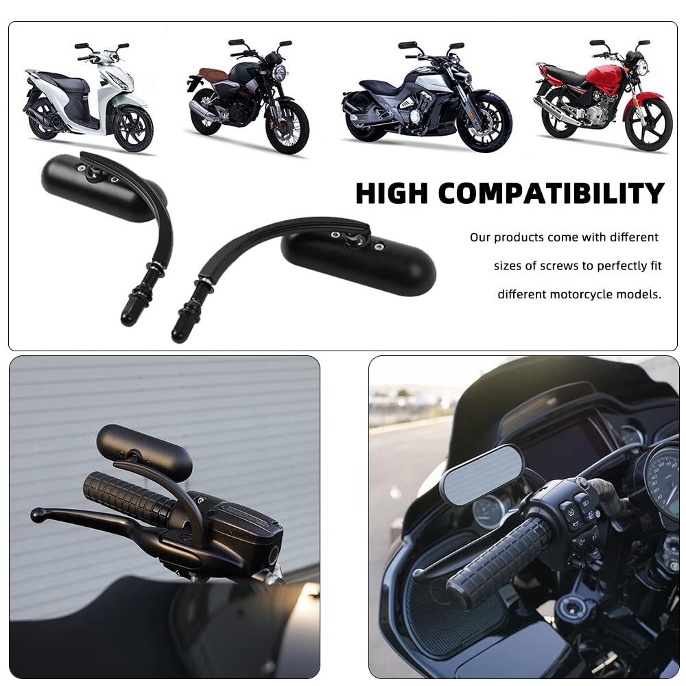 Goodfitment - Black Oval Shape Motorcycle Mirrors,Upgrade Rearview Motorcycle Mirrors Compatible With Harley Road King Softail S