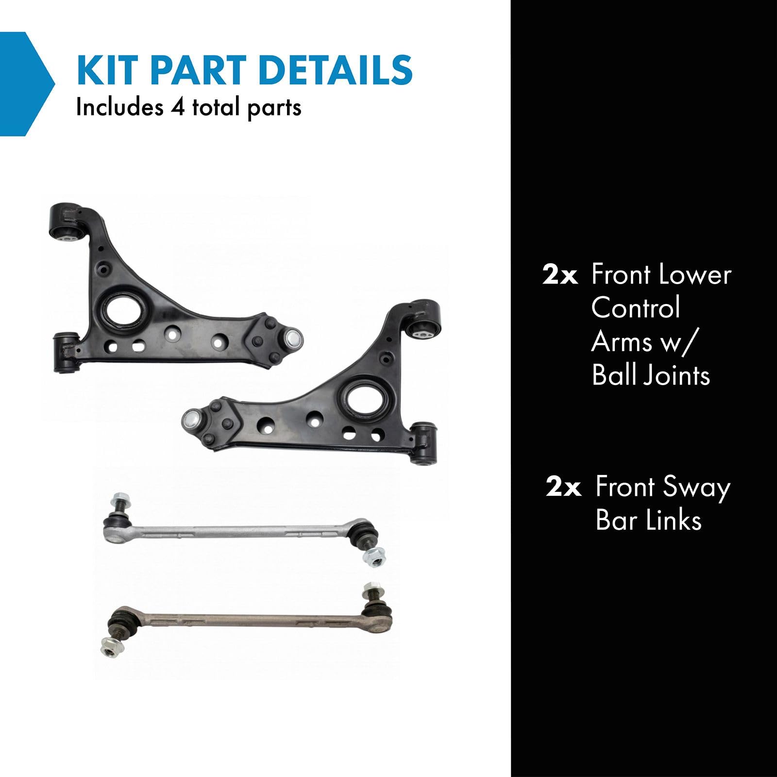 Trq Front Suspension Kit Control Arm With Ball Joint Sway Bar Stabilizer Link Compatible With 2013-2021 Buick Encore 2015-2021 C