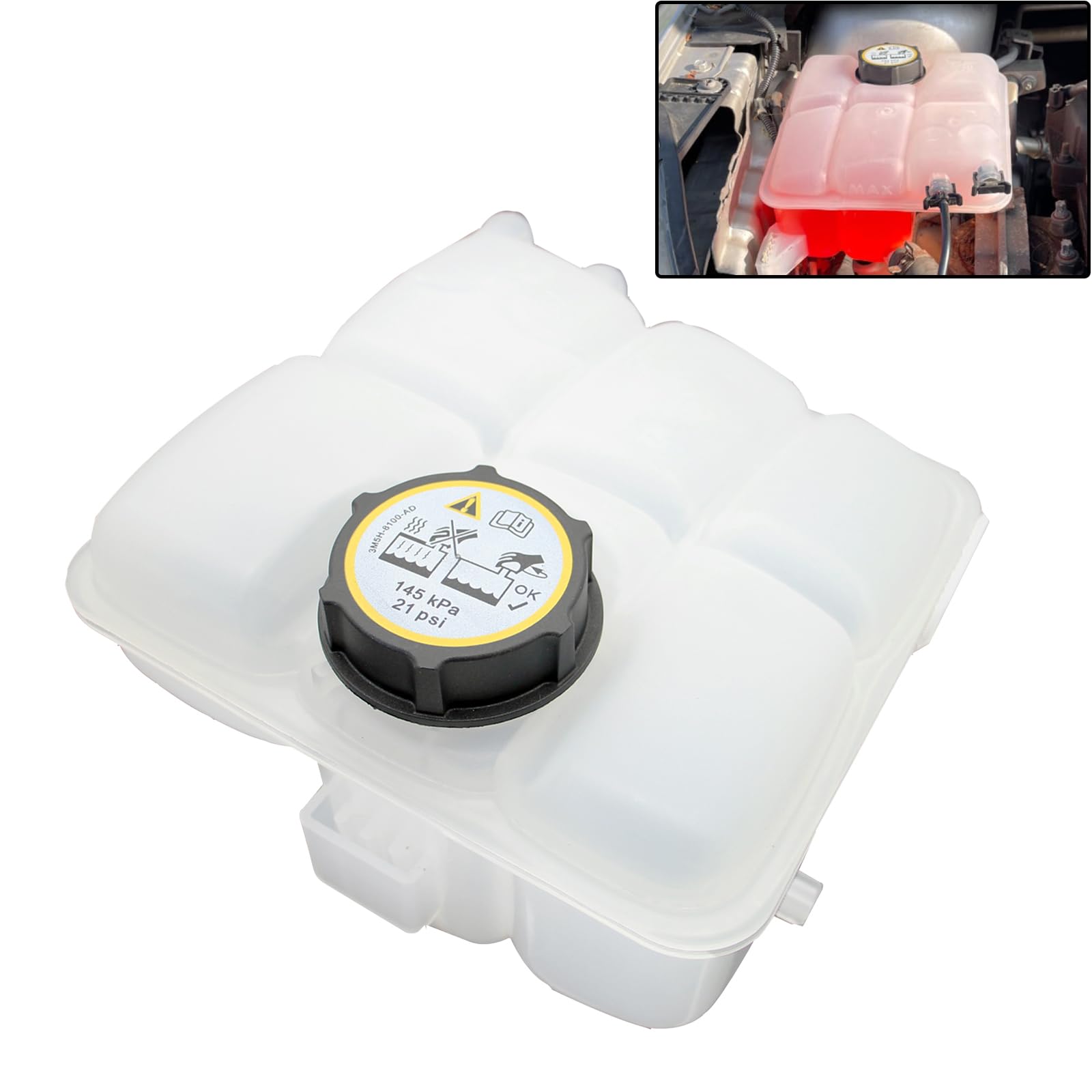 Zzcsz 603-382 603382 Front Engine Coolant Reservoir Tank Replacement Compatible With Ford 2013 - 2018 C-Max | 2013 - 2016 Escape | 2012 - 2018 Focus | 2014 - 2016 Transit Connect Vehicles
