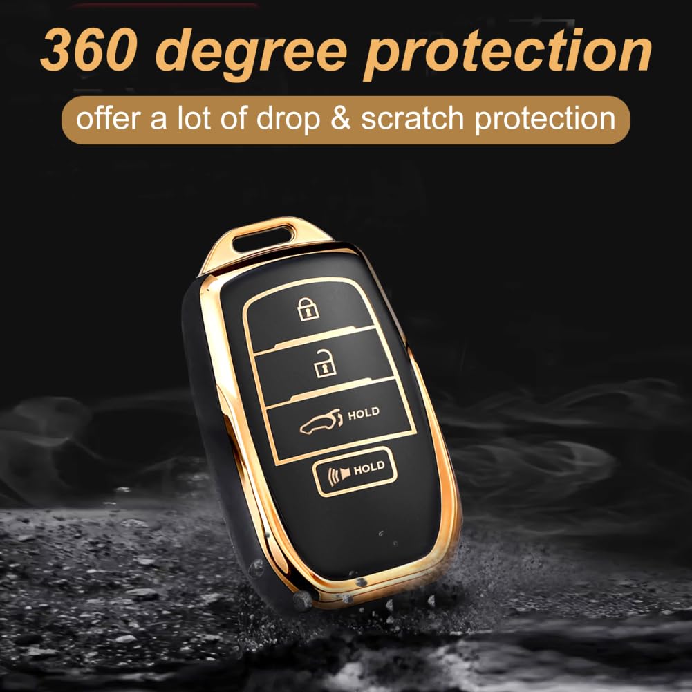 Compatible with Toyota Key Fob Cover with Keychain, for Crown Corolla Cross Grand Highlander Tundra Prius Venza Sequoia Land Cru