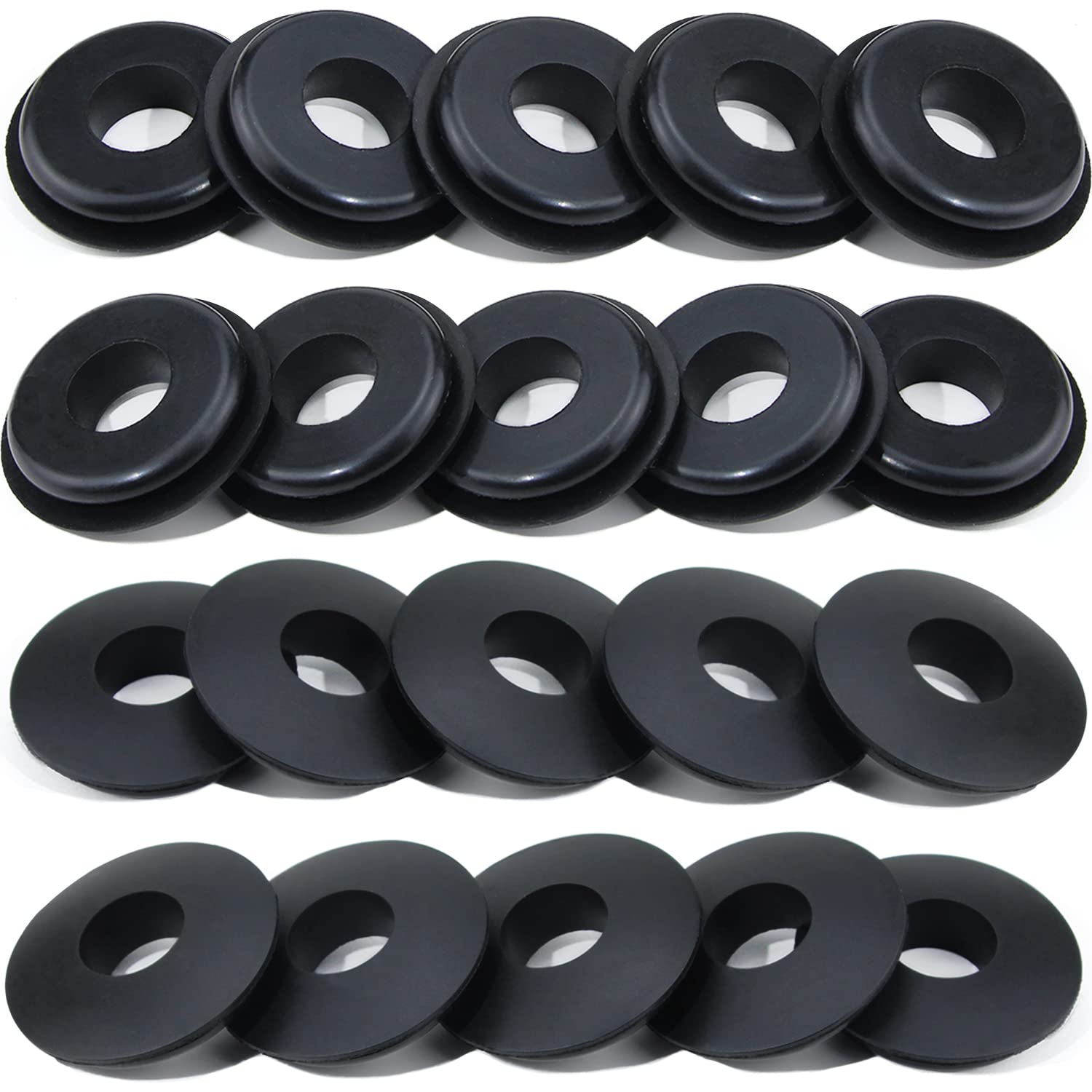 iBroPrat Glad Hand Seal, 20pcs Gladhand Washers Rubber Seals Black Gasket Elastic Grommets for Semi Trucks Trailers Brake Air Ho