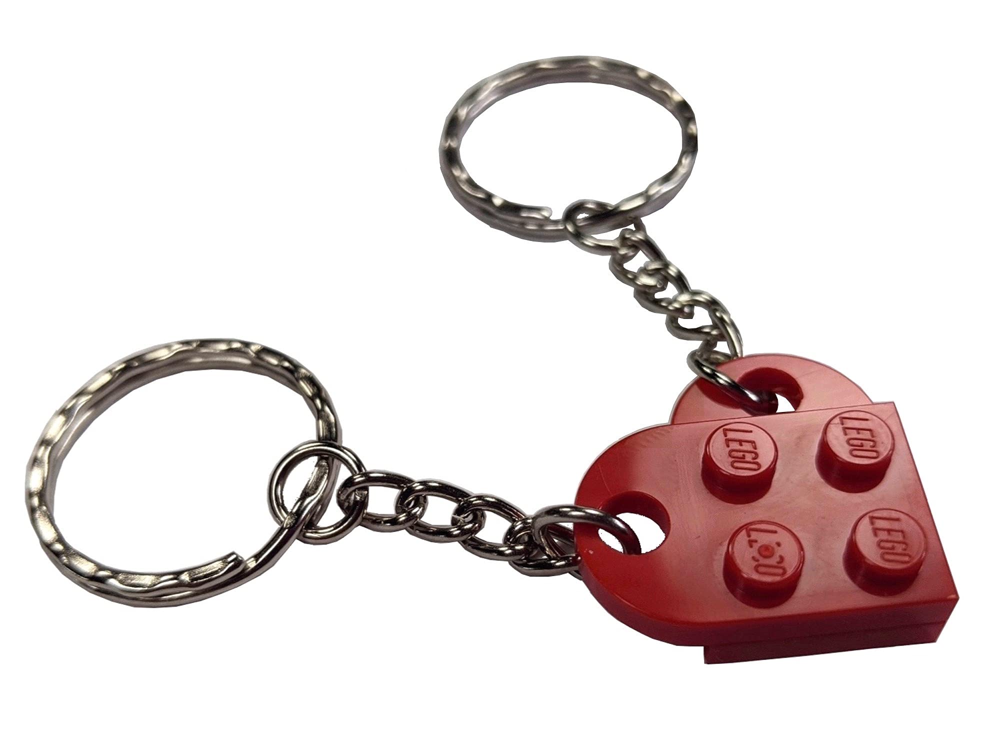 Brickcrafts Basic Lego Brick Heart Keychain Set (Set Of 2) - 18 Colors Mix/Match