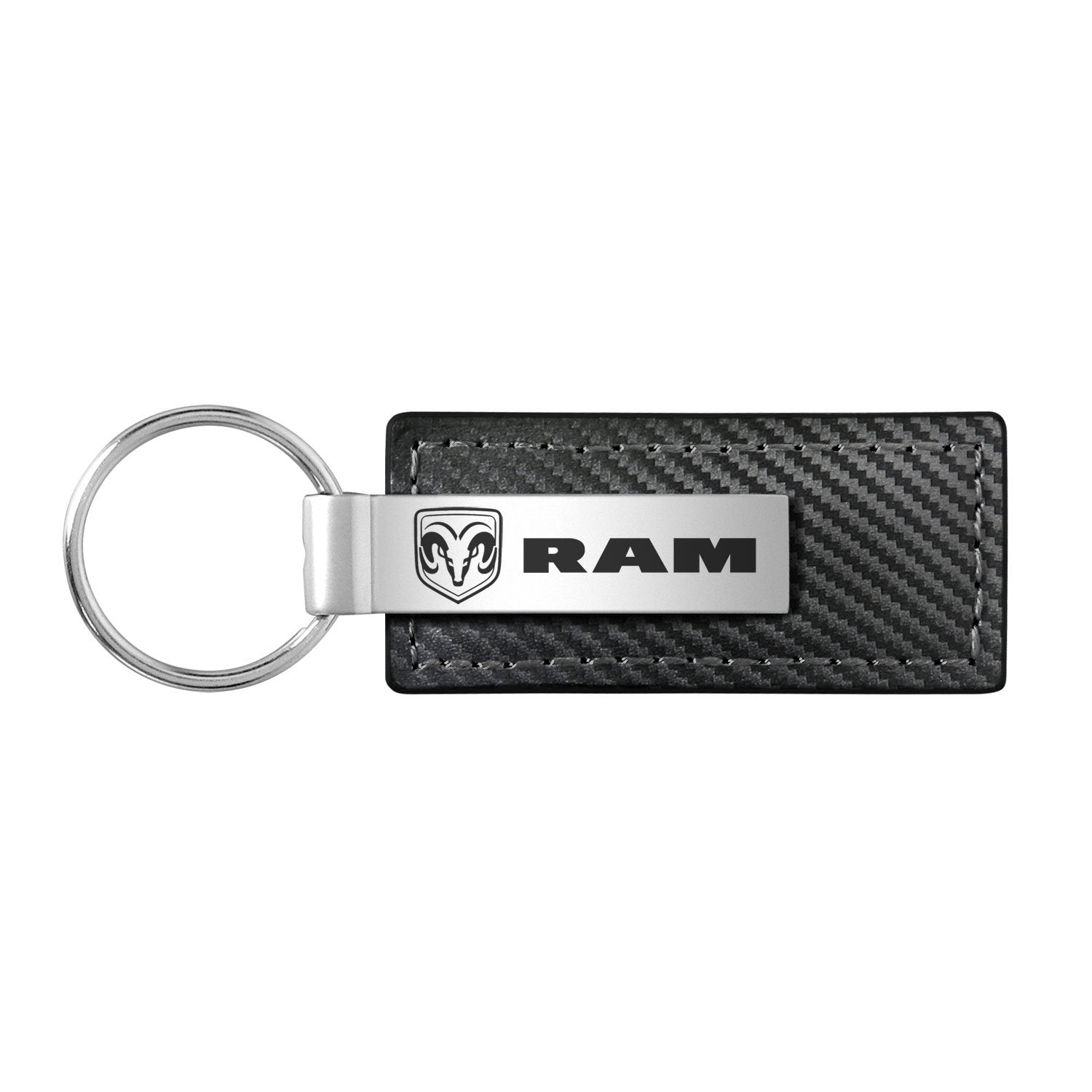 AuTOMOTIVE GOLD Carbon Fiber Rectangular Leather Key Chain for Dodge Ram (Black)