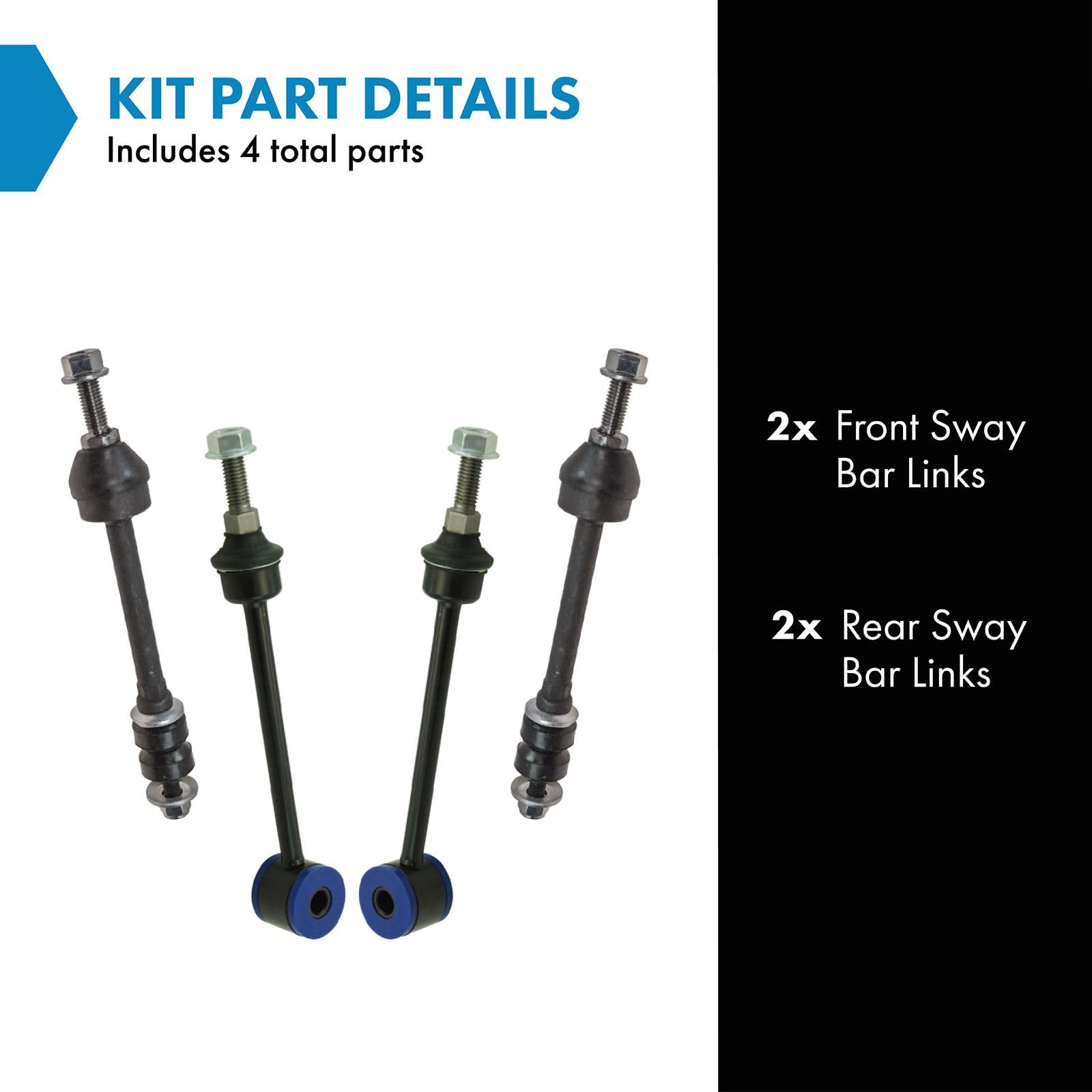 Trq Front & Rear Sway Bar Stabilizer Link Set Compatible With 2006-2007 Dodge Ram 1500