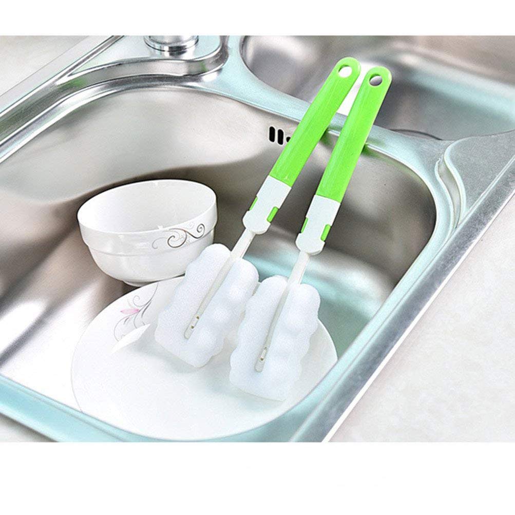 Invoda 4Pcs Bottle Brush,Bottle Washer Set Long Sponge Bottle Cleaning Brushes Baby Bottle Cleaner Brush, Nipple Brush (4 Pcs)