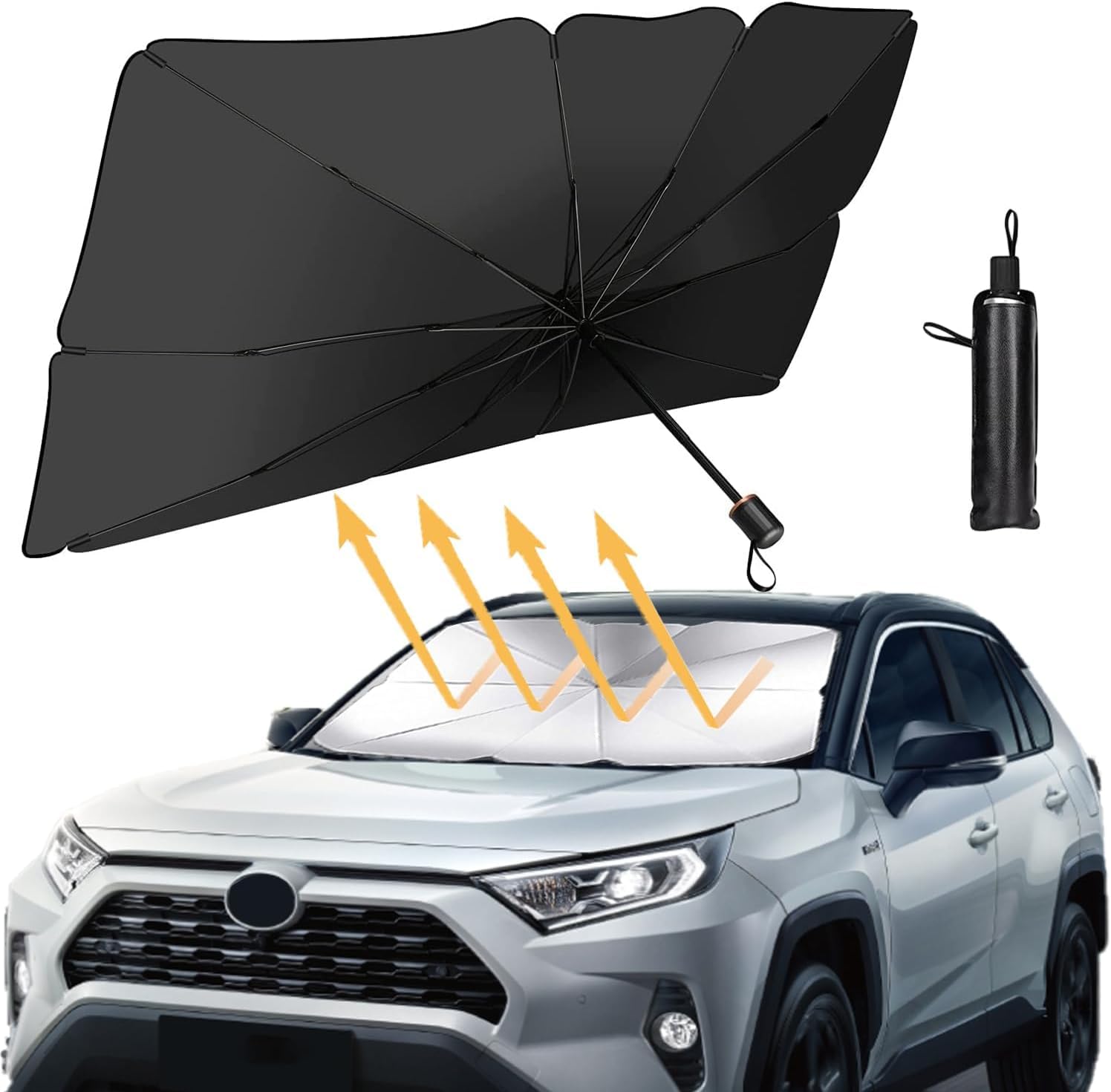 Navaliya Car Windshield Sun Shade Umbrella, Foldable Car Sunset Umbrella Cover UV Block Car Front Window Protection Yourself and