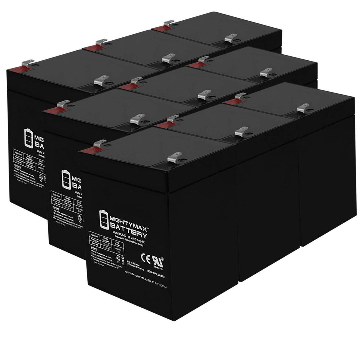 Mighty Max Battery Ml5-12 - 12V 5Ah Electric Trailer Brakes Breakaway Kit Rechargeable Battery - 9 Pack