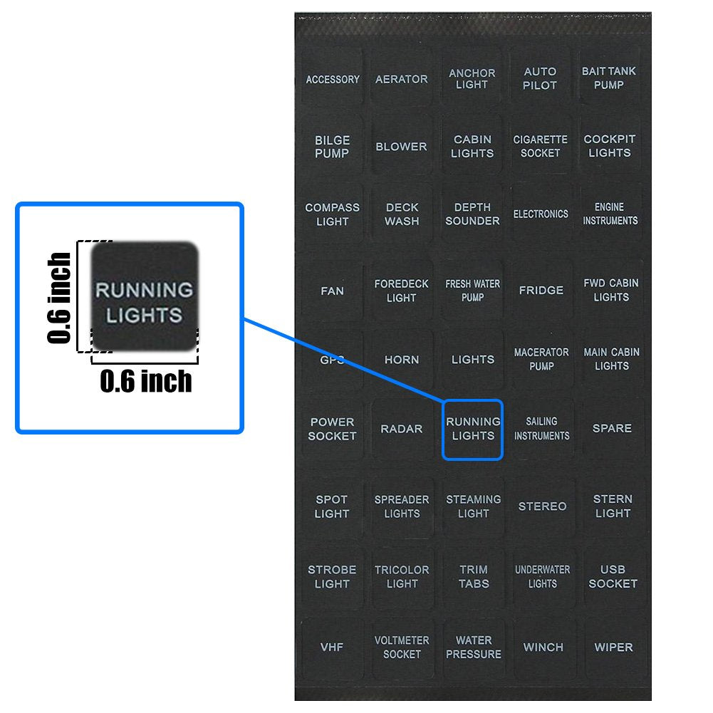 Bunker Indust Set Of 2 Decal Sticker Label Sheet For Caravan Marine Boat Dash Board Instrument Rocker Switch Circuit Panel Gps H