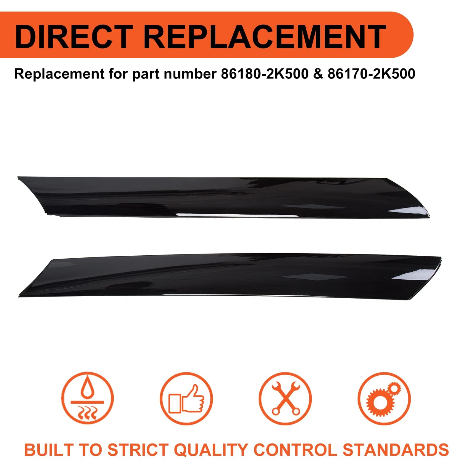 Ecotric Windshield A-Pillar Trim Compatible With 2010-2013 Kia Soul Exterior Molding Set Right Passenger & Left Driver Replaceme